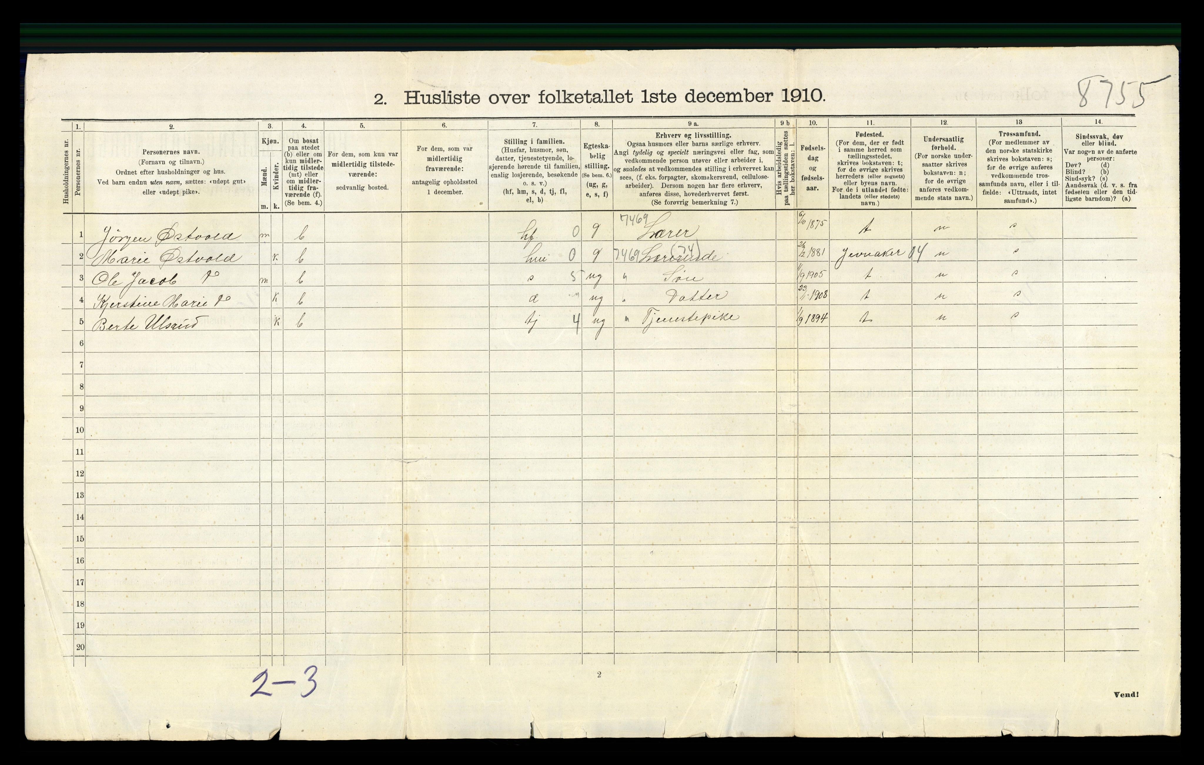 RA, 1910 census for Lunner, 1910, p. 813