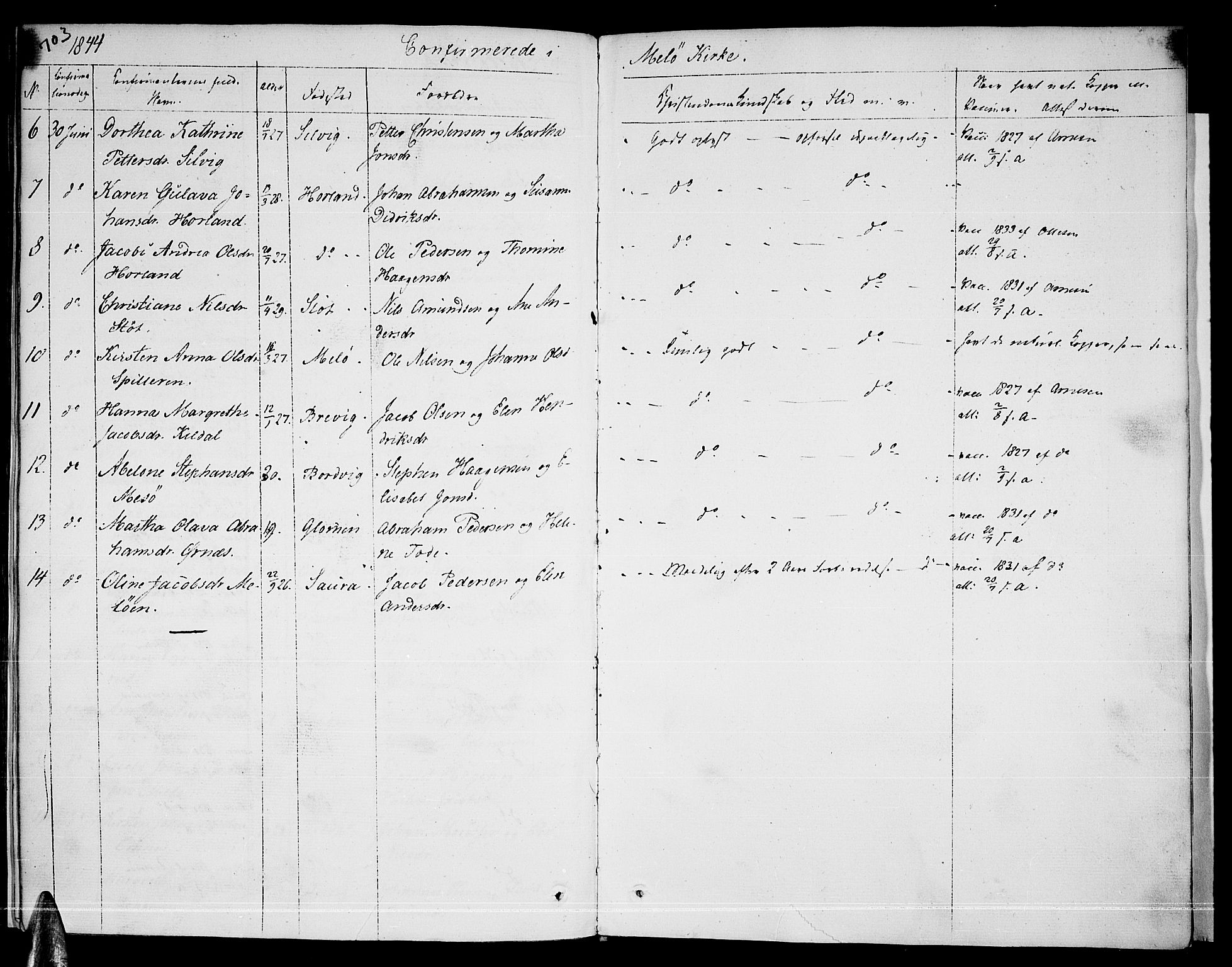 Ministerialprotokoller, klokkerbøker og fødselsregistre - Nordland, AV/SAT-A-1459/841/L0598: Parish register (official) no. 841A06 /1, 1825-1844, p. 703