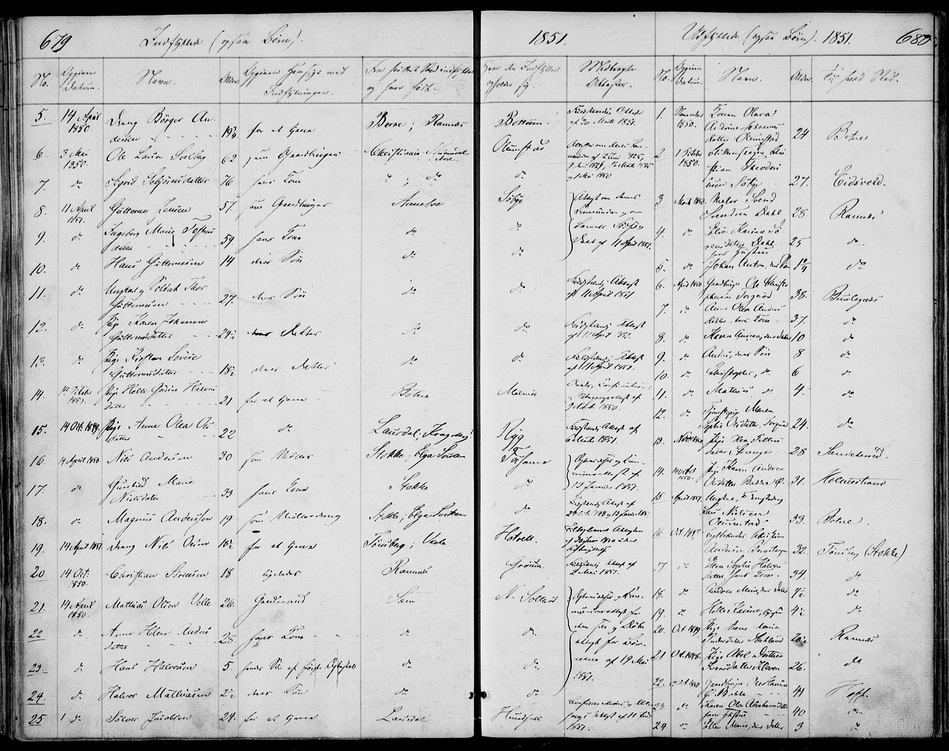 Våle kirkebøker, AV/SAKO-A-334/F/Fa/L0009b: Parish register (official) no. I 9B, 1841-1860, p. 679-680