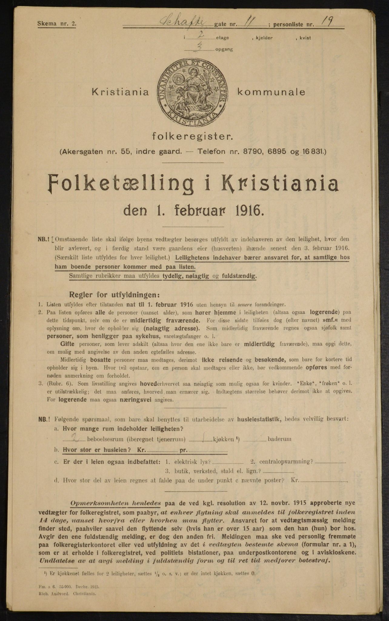 OBA, Municipal Census 1916 for Kristiania, 1916, p. 91576