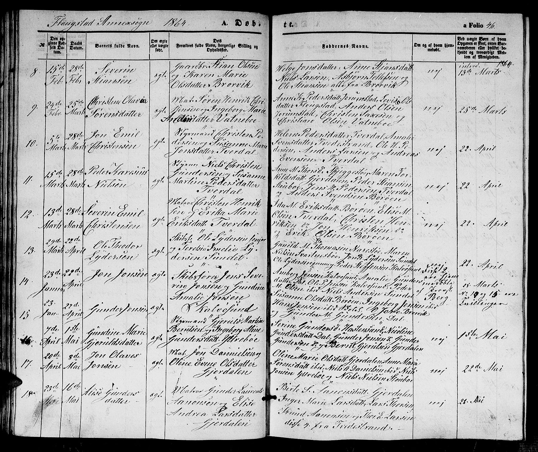 Dypvåg sokneprestkontor, AV/SAK-1111-0007/F/Fb/Fbb/L0002: Parish register (copy) no. B 2, 1851-1871, p. 46