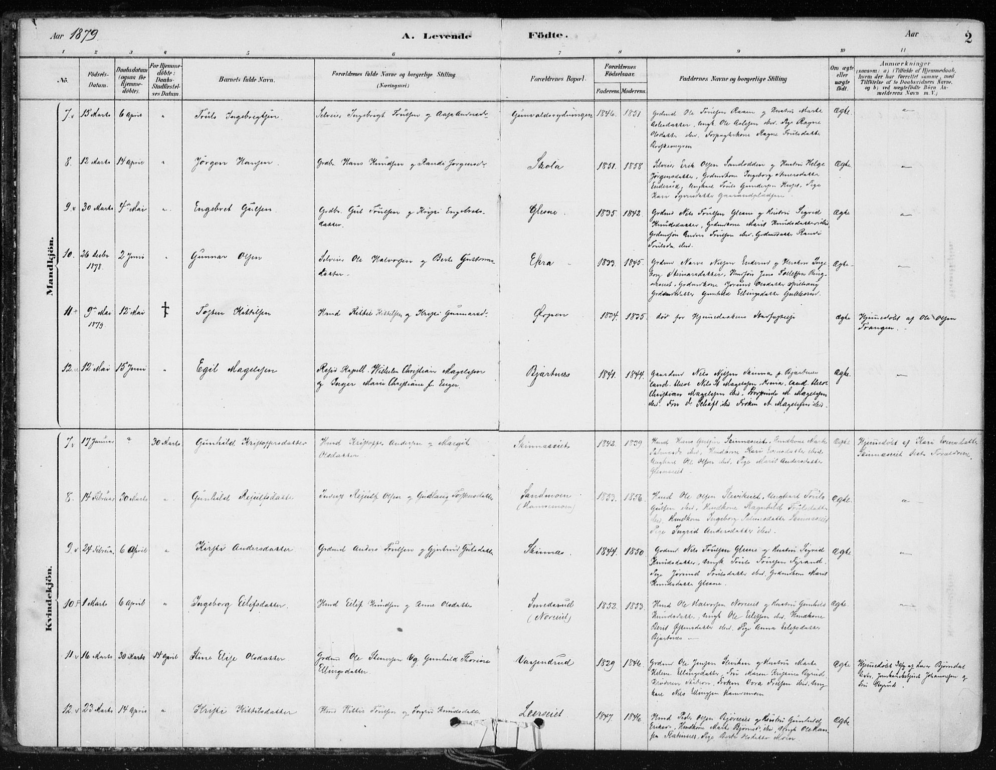 Krødsherad kirkebøker, AV/SAKO-A-19/F/Fa/L0005: Parish register (official) no. 5, 1879-1888, p. 2