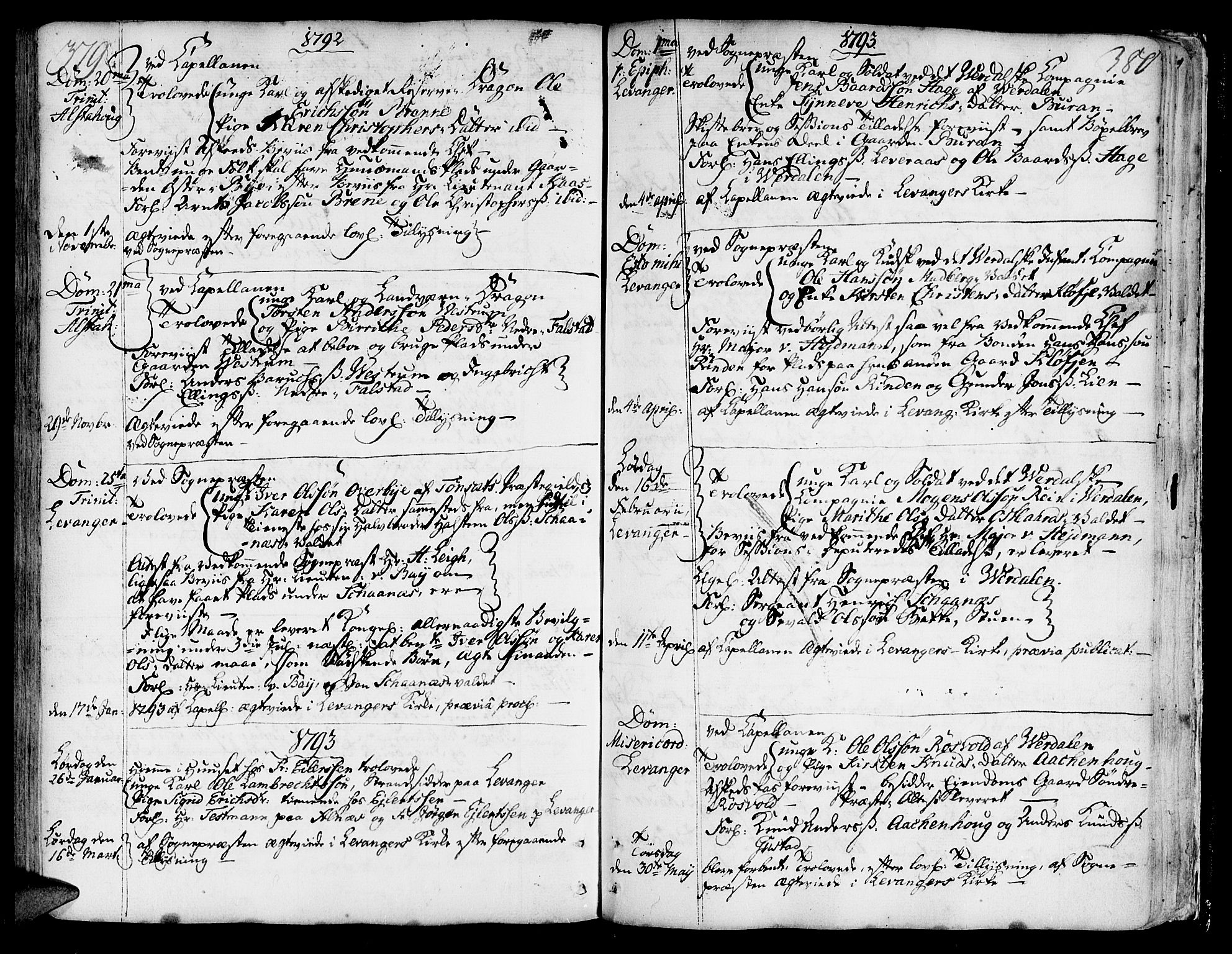 Ministerialprotokoller, klokkerbøker og fødselsregistre - Nord-Trøndelag, SAT/A-1458/717/L0141: Parish register (official) no. 717A01, 1747-1803, p. 379-380