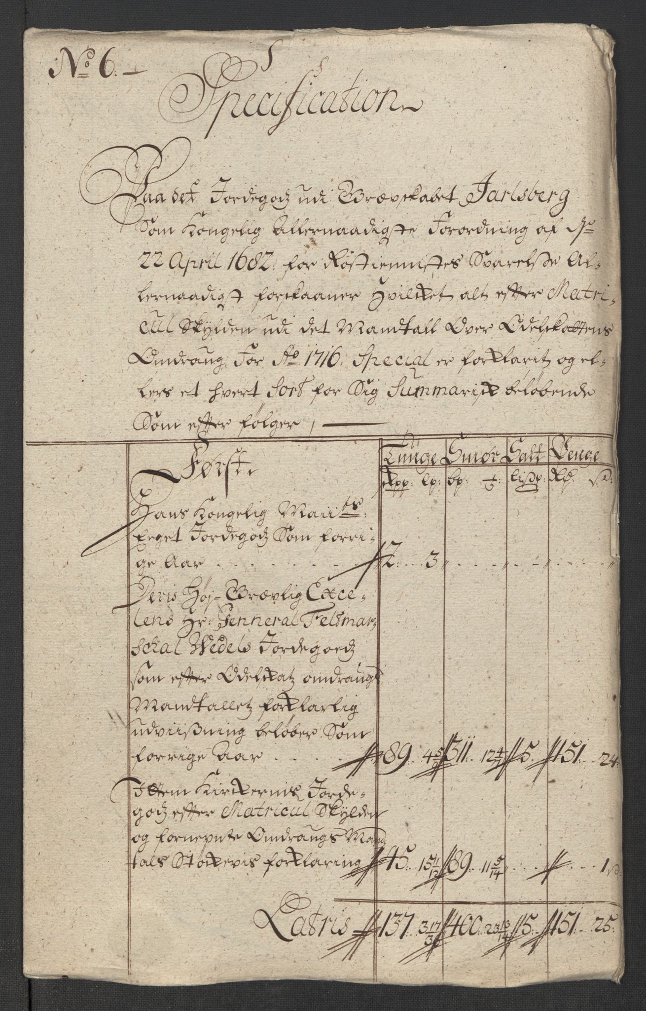 Rentekammeret inntil 1814, Reviderte regnskaper, Fogderegnskap, RA/EA-4092/R32/L1880: Fogderegnskap Jarlsberg grevskap, 1716, p. 112