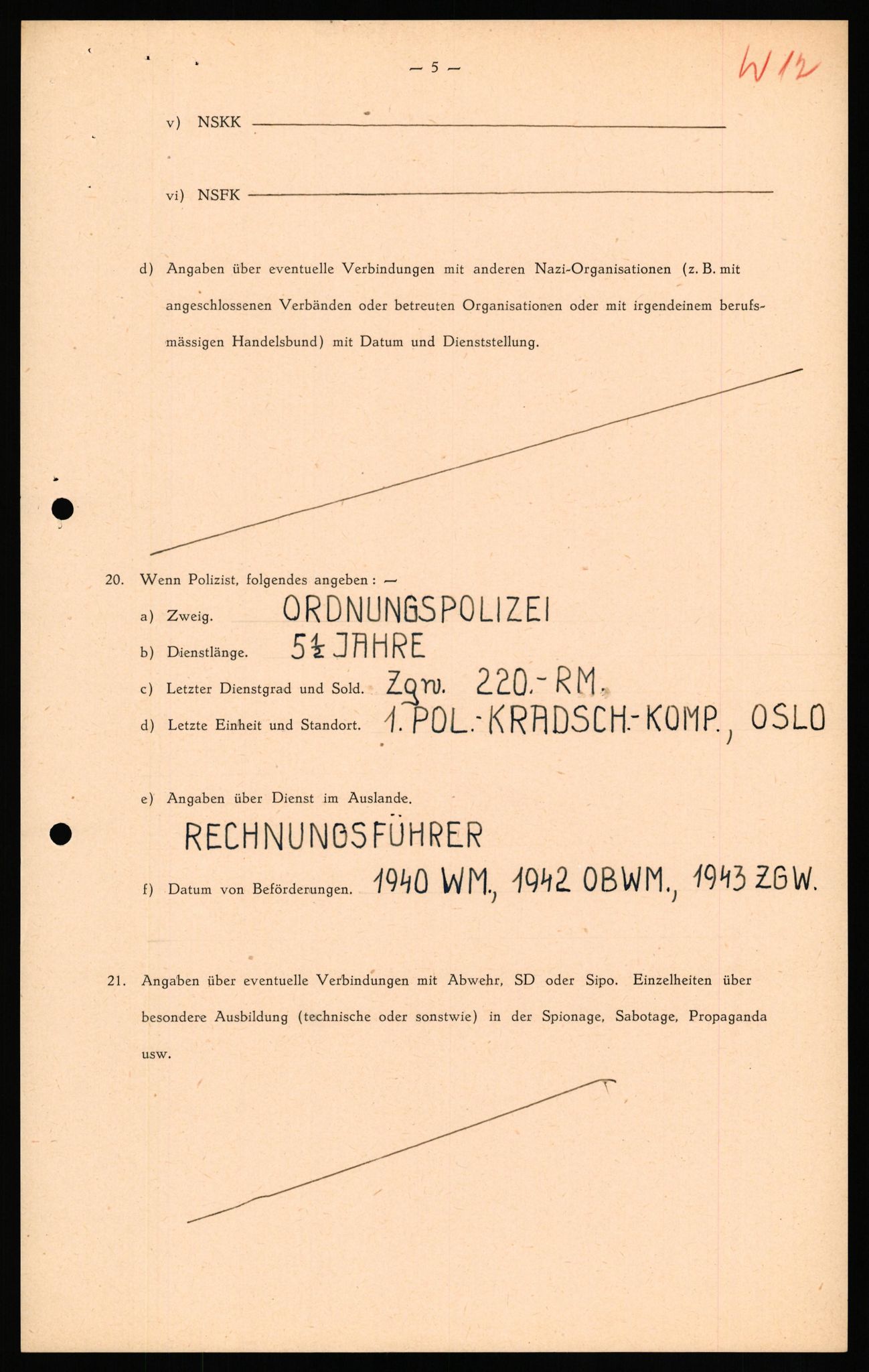Forsvaret, Forsvarets overkommando II, AV/RA-RAFA-3915/D/Db/L0040: CI Questionaires. Tyske okkupasjonsstyrker i Norge. Østerrikere., 1945-1946, p. 428