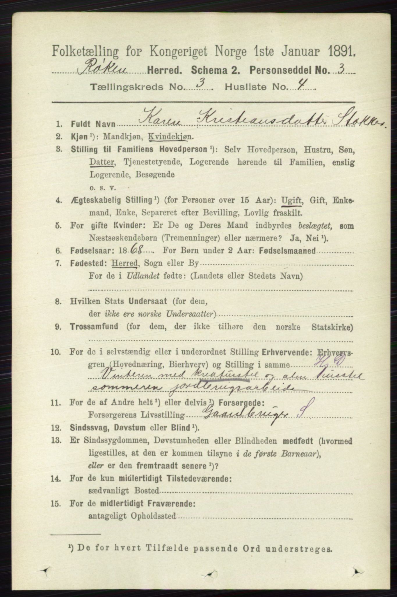 RA, 1891 census for 0627 Røyken, 1891, p. 1214