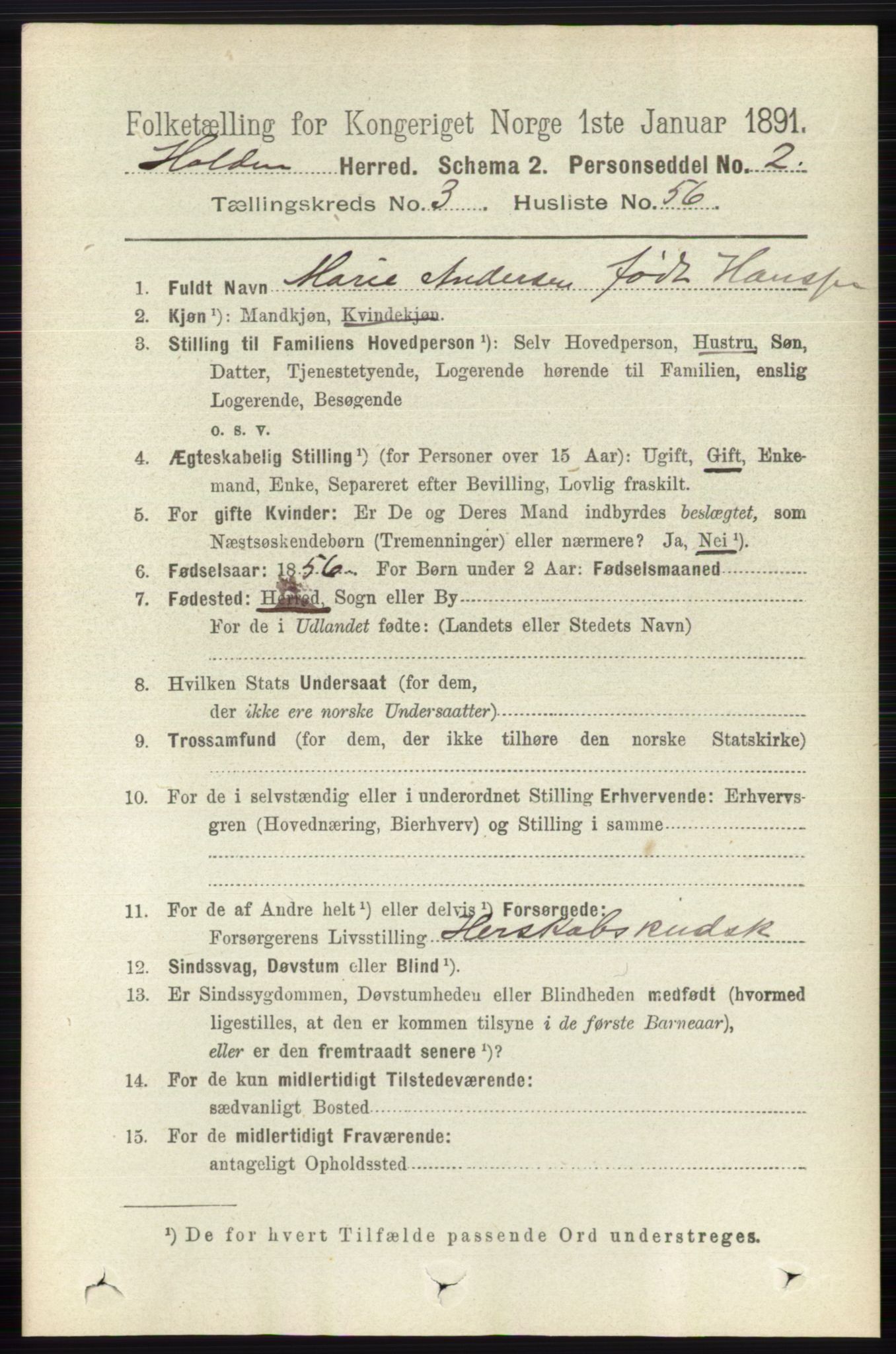 RA, 1891 census for 0819 Holla, 1891, p. 2020