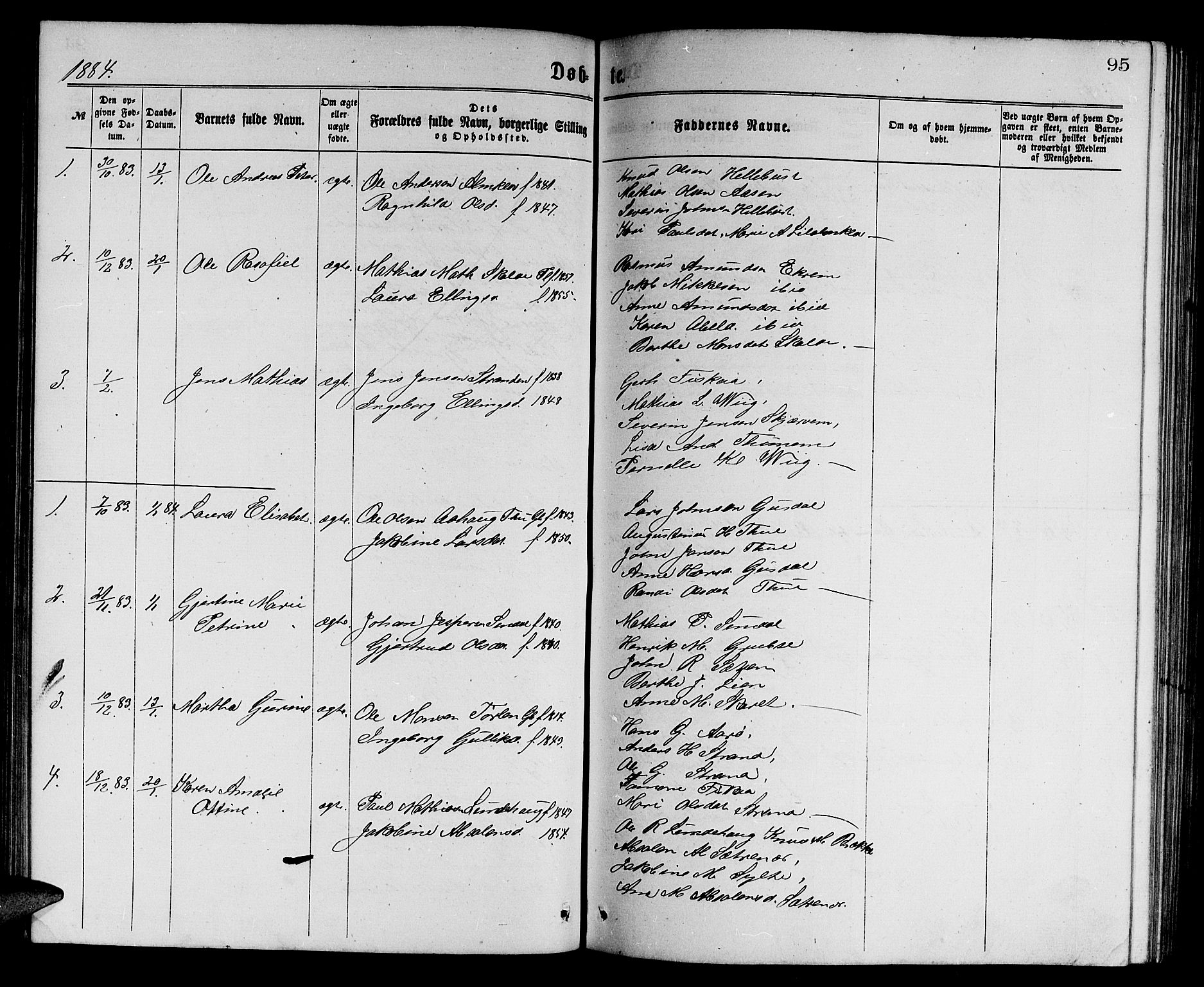 Ministerialprotokoller, klokkerbøker og fødselsregistre - Møre og Romsdal, SAT/A-1454/501/L0016: Parish register (copy) no. 501C02, 1868-1884, p. 95