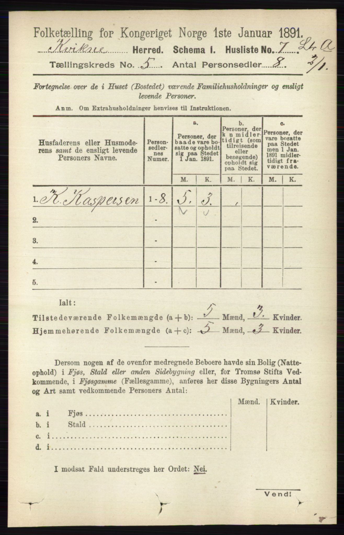 RA, 1891 census for 0440 Kvikne, 1891, p. 1295