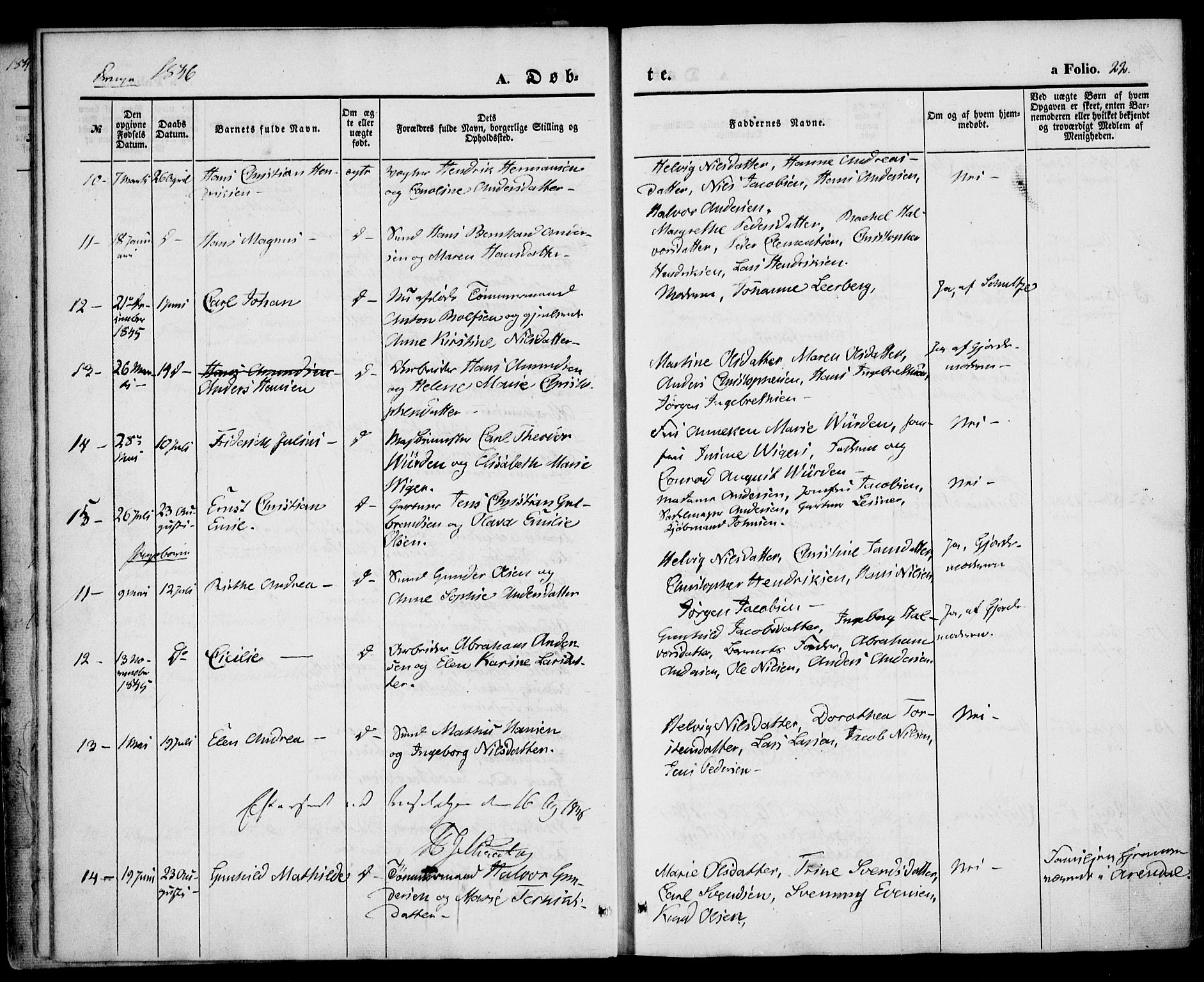 Larvik kirkebøker, AV/SAKO-A-352/F/Fb/L0003: Parish register (official) no. II 3, 1842-1856, p. 22