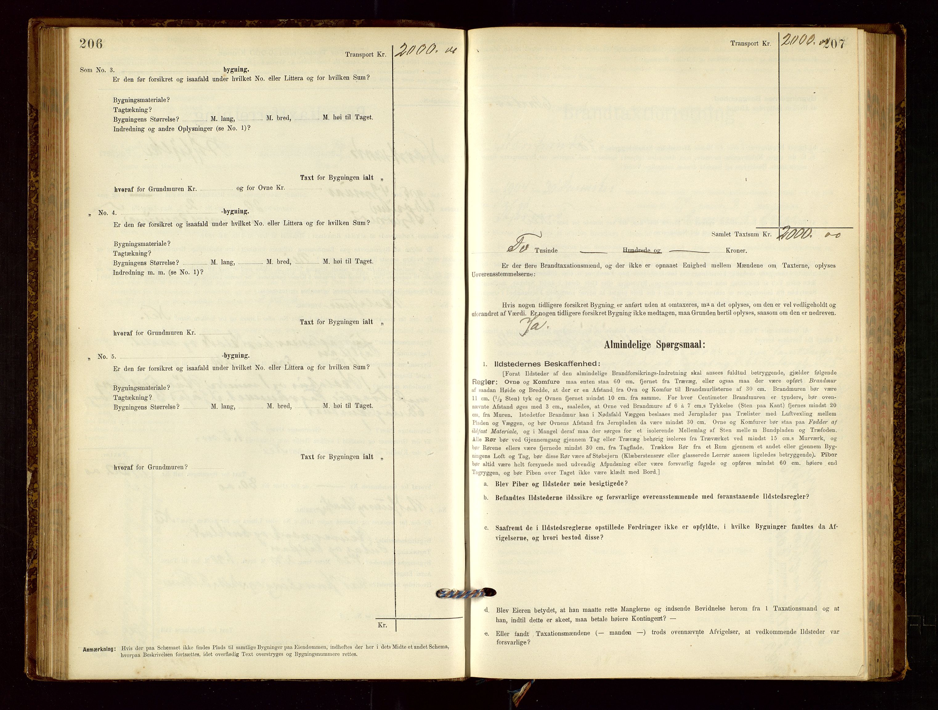 Nedstrand lensmannskontor, SAST/A-100236/Gob/L0001: "Brandtaxationsprotokol for Nerstrand Lensmandsdistrikt Ryfylke fogderi", 1895-1915, p. 206-207