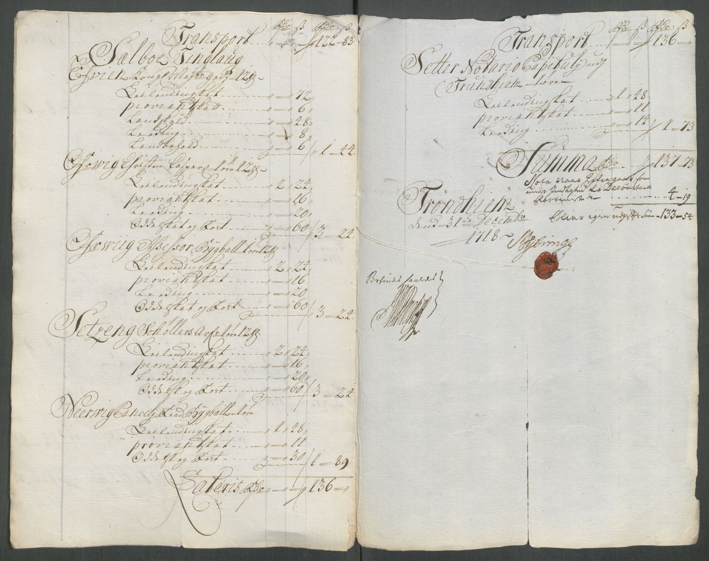 Rentekammeret inntil 1814, Reviderte regnskaper, Fogderegnskap, RA/EA-4092/R61/L4116: Fogderegnskap Strinda og Selbu, 1717-1718, p. 504