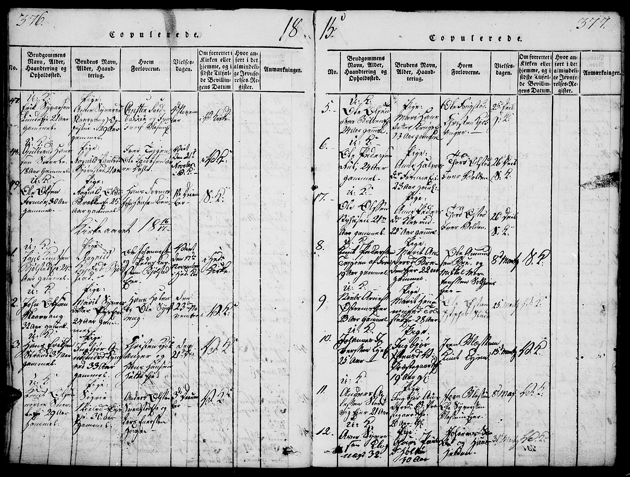 Vågå prestekontor, SAH/PREST-076/H/Ha/Haa/L0003: Parish register (official) no. 3, 1815-1827, p. 376-377
