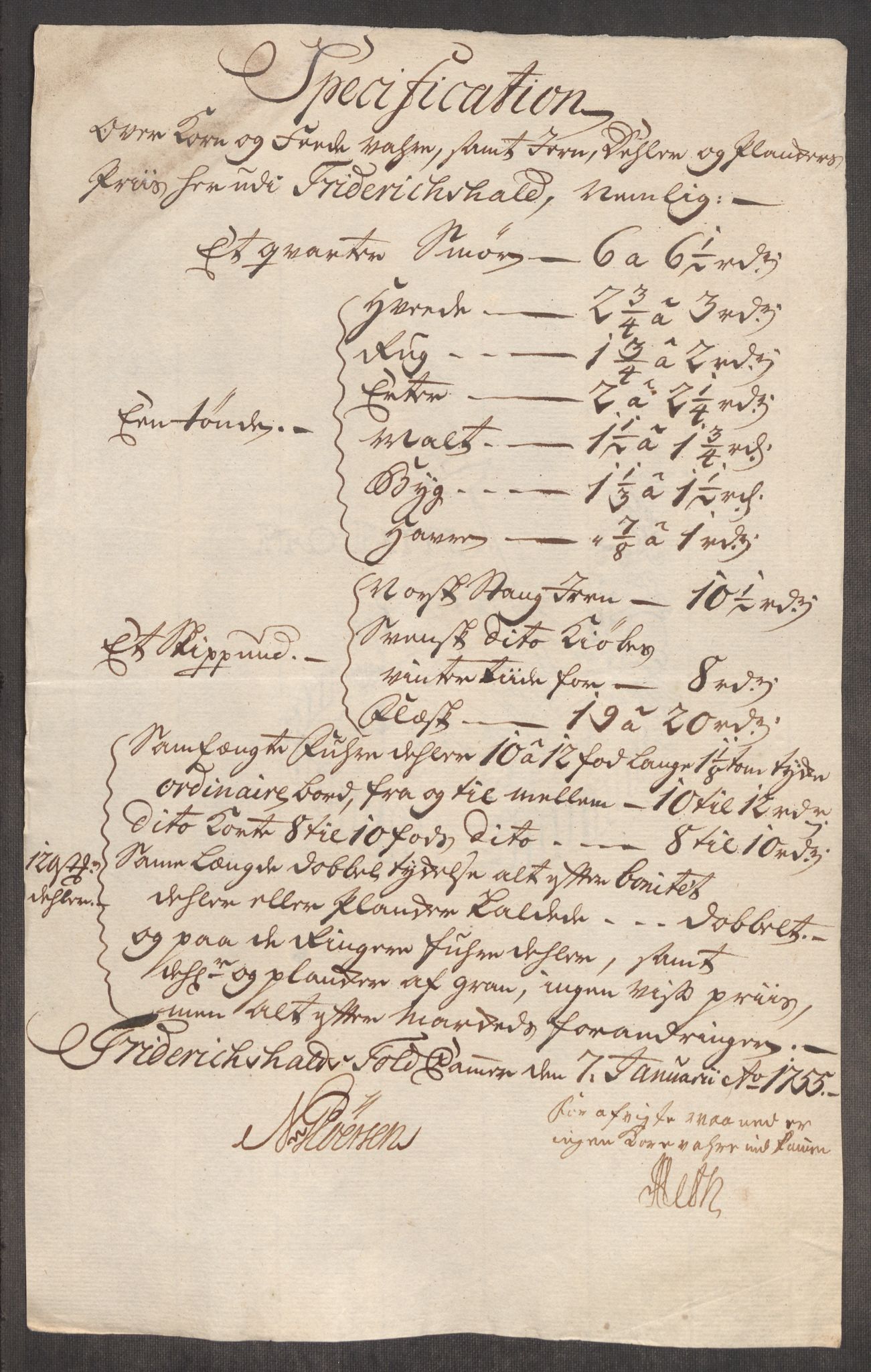 Rentekammeret inntil 1814, Realistisk ordnet avdeling, RA/EA-4070/Oe/L0005: [Ø1]: Priskuranter, 1753-1757, p. 176