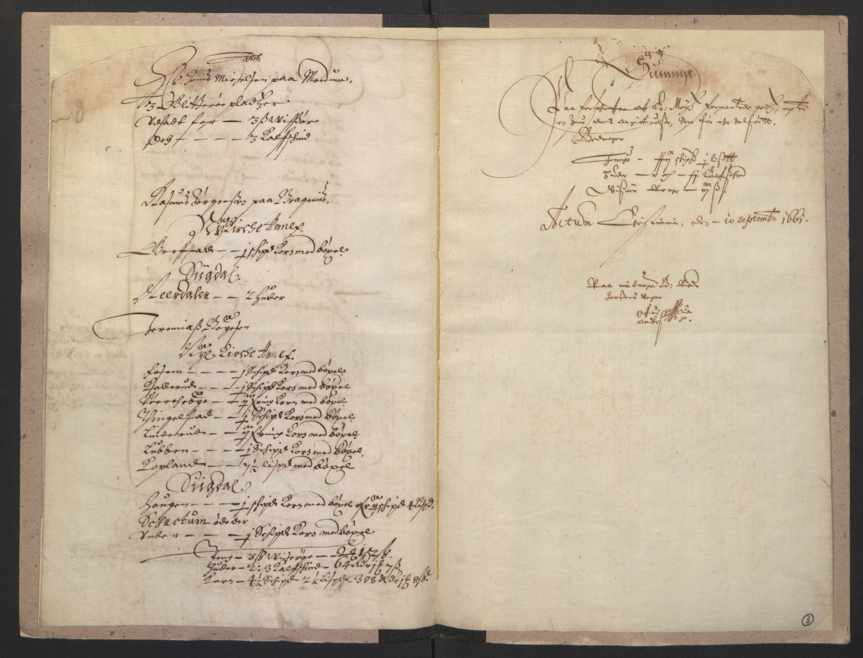 Rentekammeret inntil 1814, Realistisk ordnet avdeling, AV/RA-EA-4070/L/L0016/0005: Tønsberg lagdømme. Eiker, Modum, Sigdal og Sandsvær: / Fortegnelse over pantsatt krongods i Modum og Sigdal, 1661, p. 2b-3a