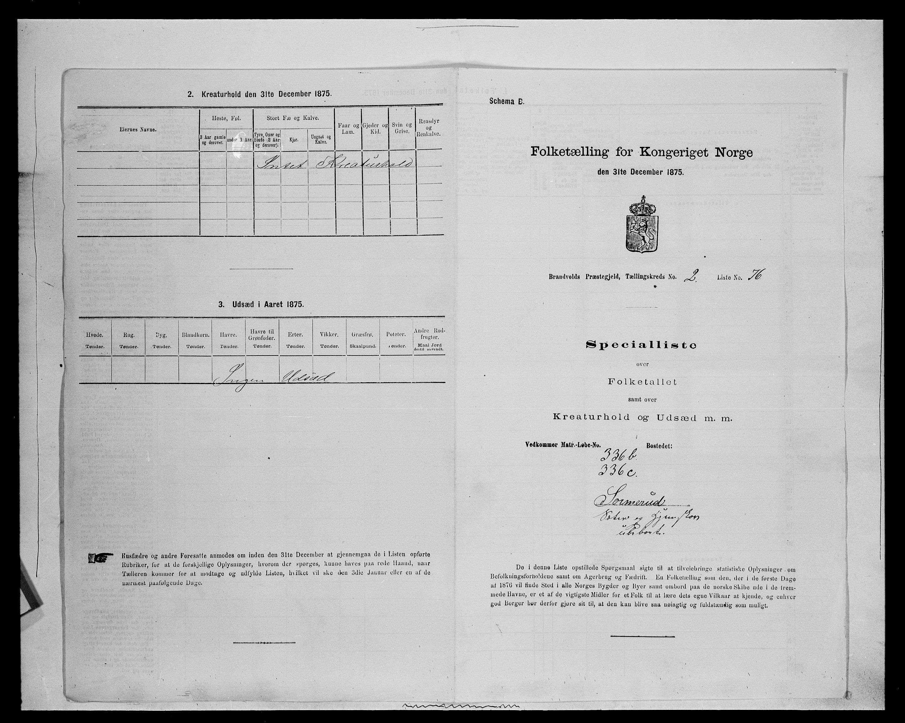 SAH, 1875 census for 0422P Brandval, 1875, p. 407