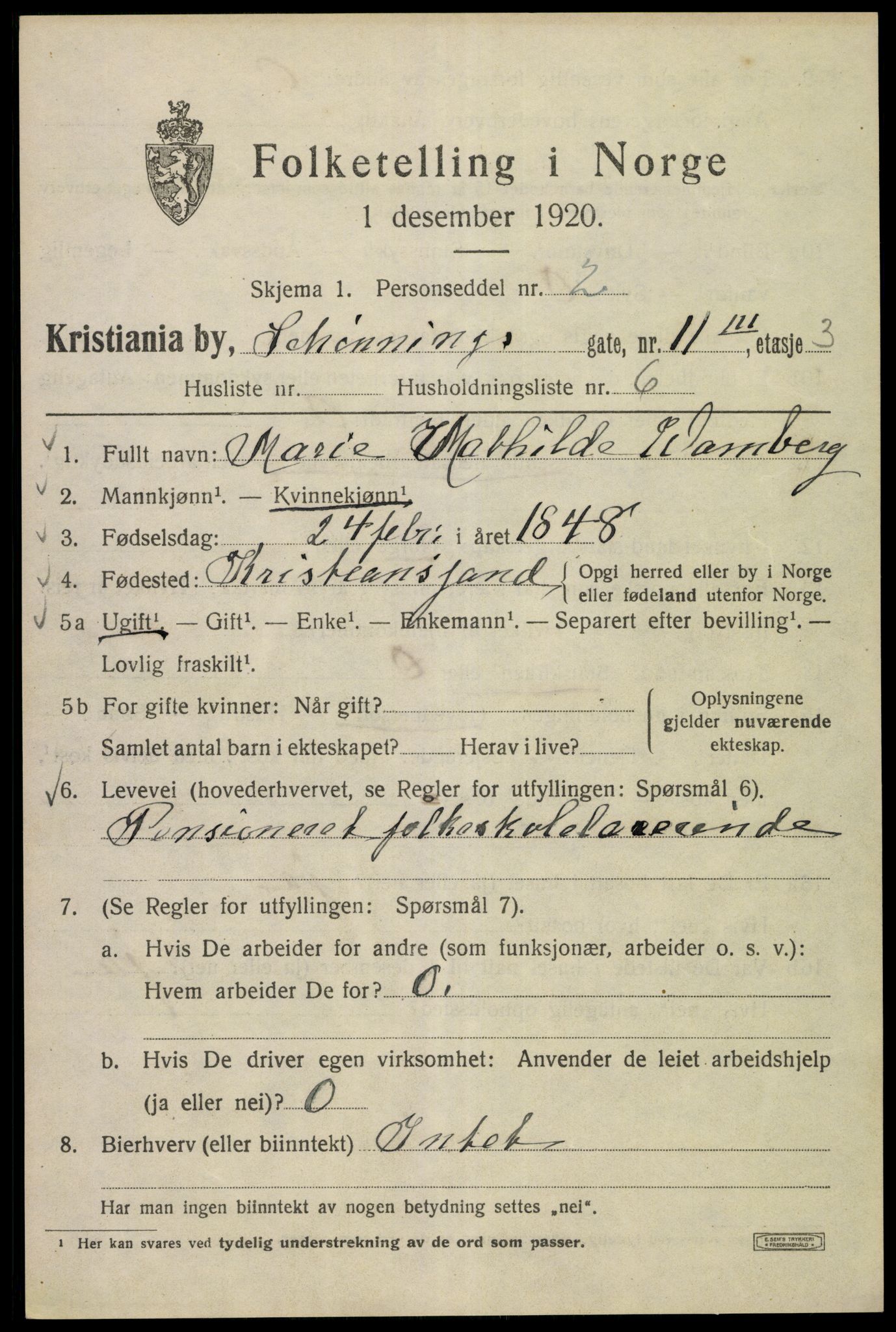 SAO, 1920 census for Kristiania, 1920, p. 504061