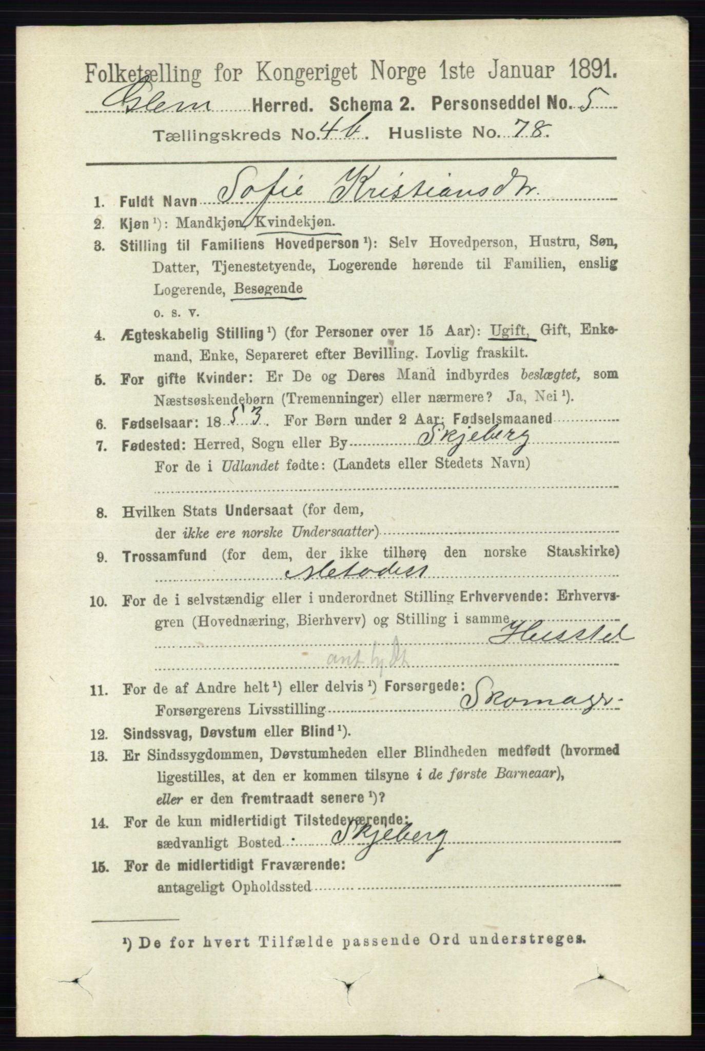 RA, 1891 census for 0132 Glemmen, 1891, p. 5680