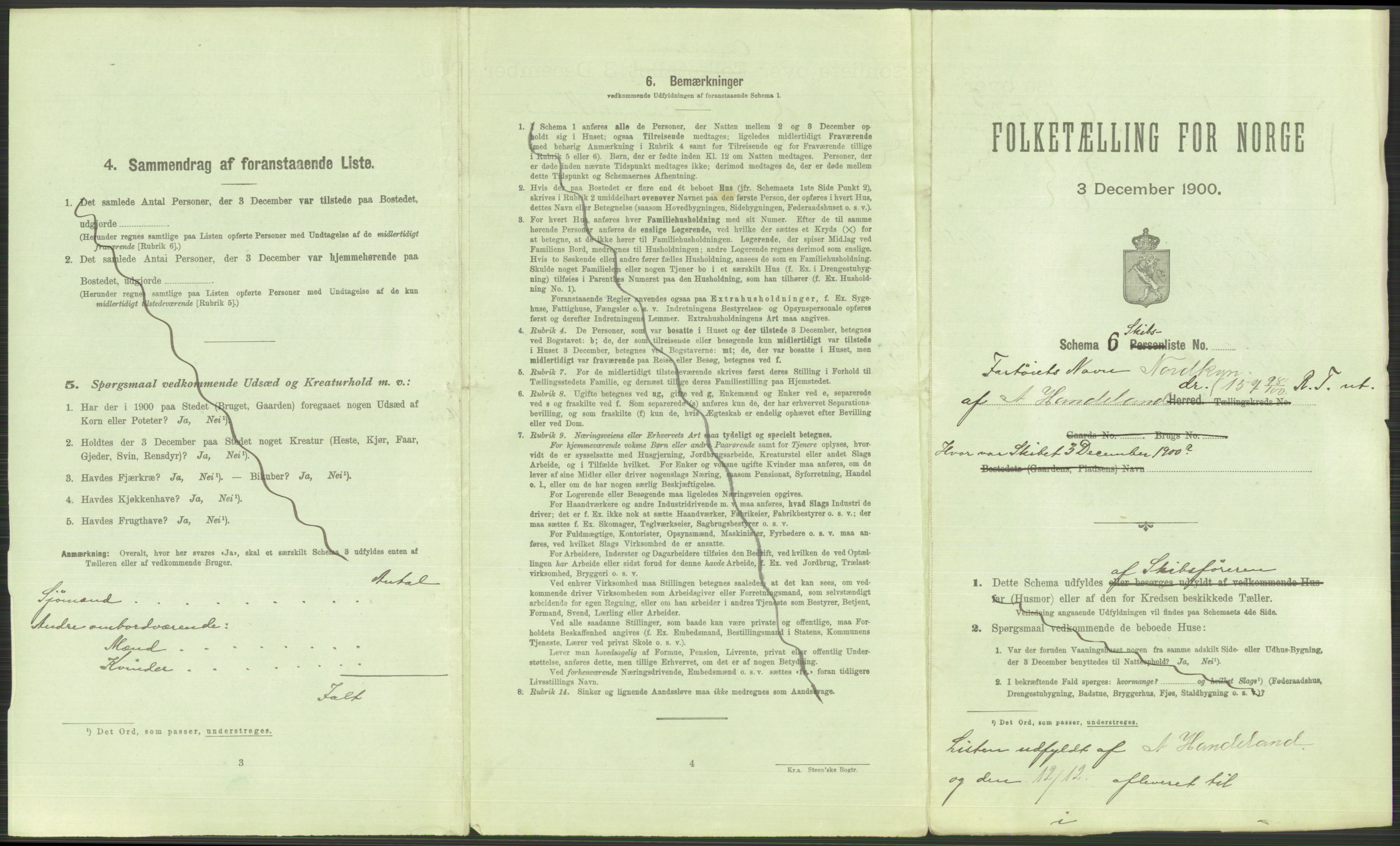 RA, 1900 Census - ship lists from ships in Norwegian harbours, harbours abroad and at sea, 1900, p. 3615