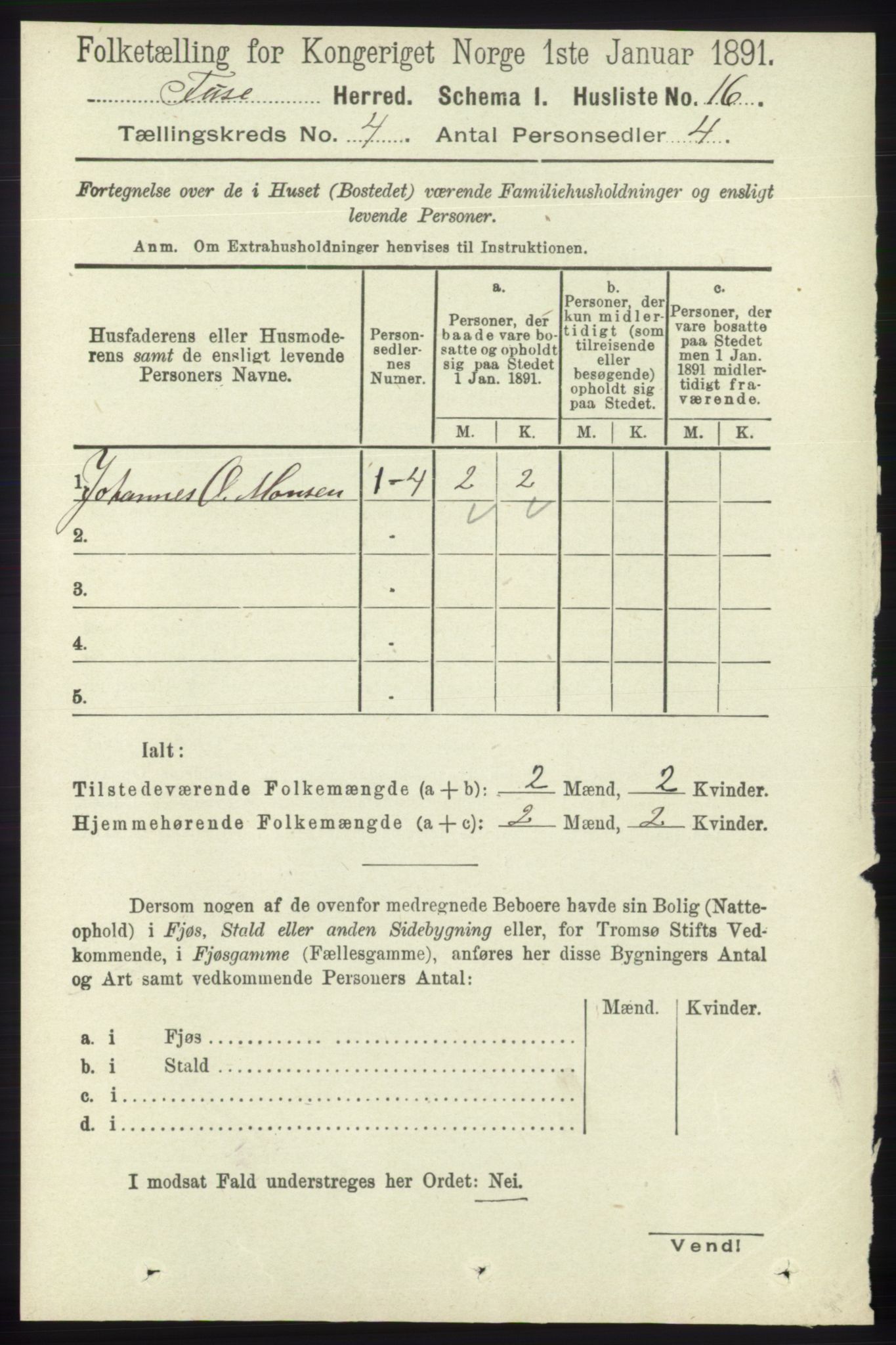 RA, 1891 census for 1241 Fusa, 1891, p. 692