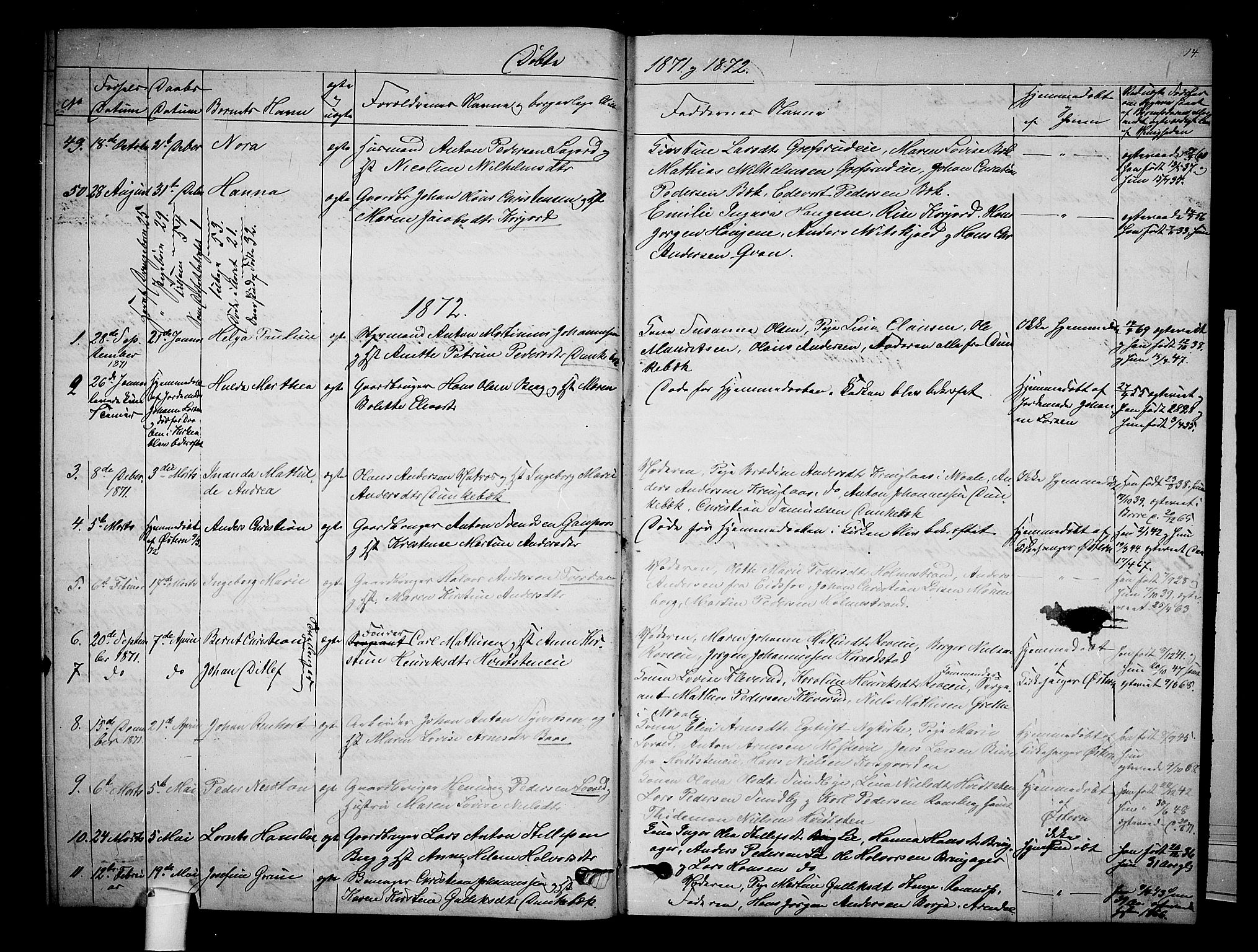 Botne kirkebøker, SAKO/A-340/G/Ga/L0002: Parish register (copy) no. I 2, 1867-1880, p. 14