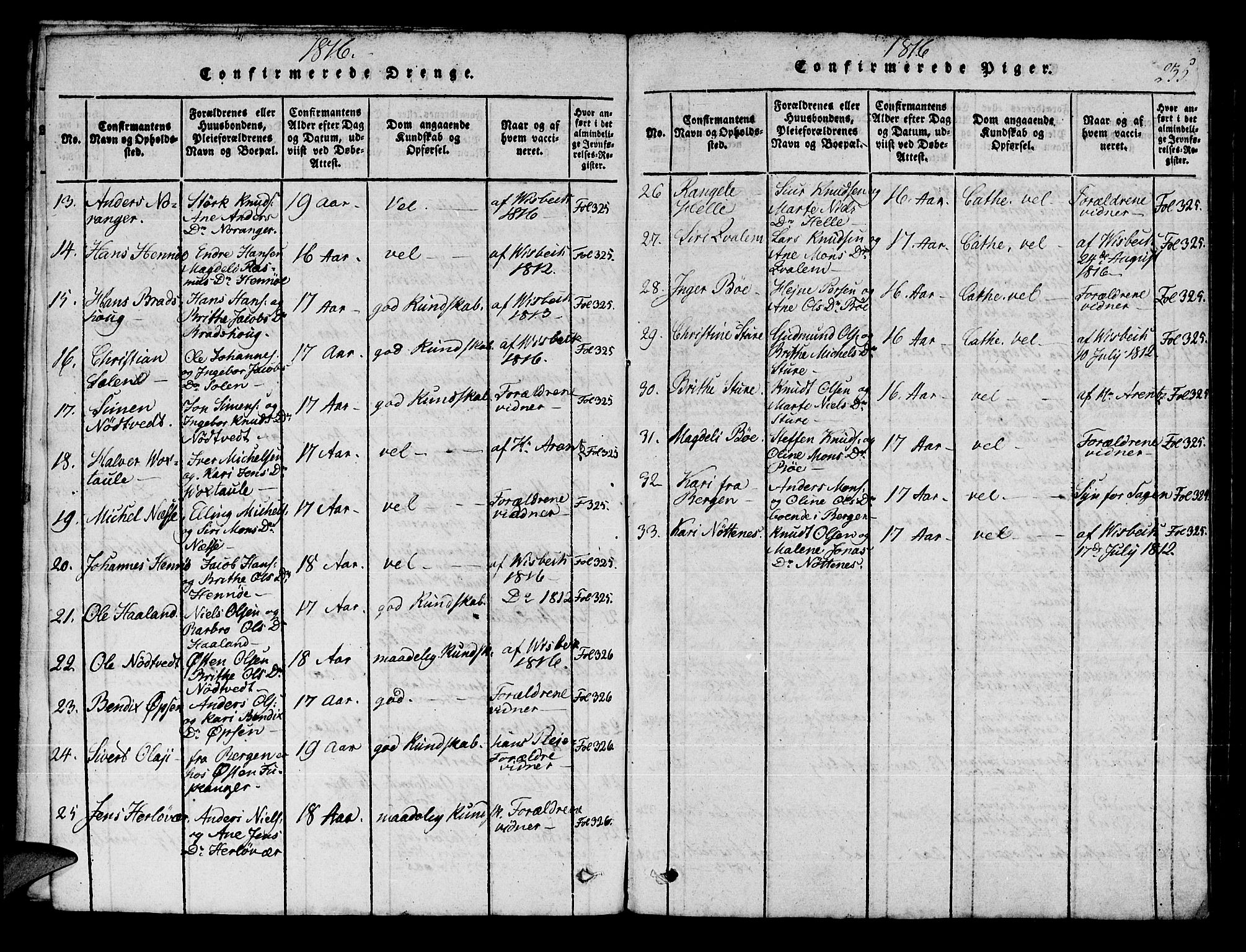 Manger sokneprestembete, SAB/A-76801/H/Haa: Parish register (official) no. A 3, 1816-1824, p. 235