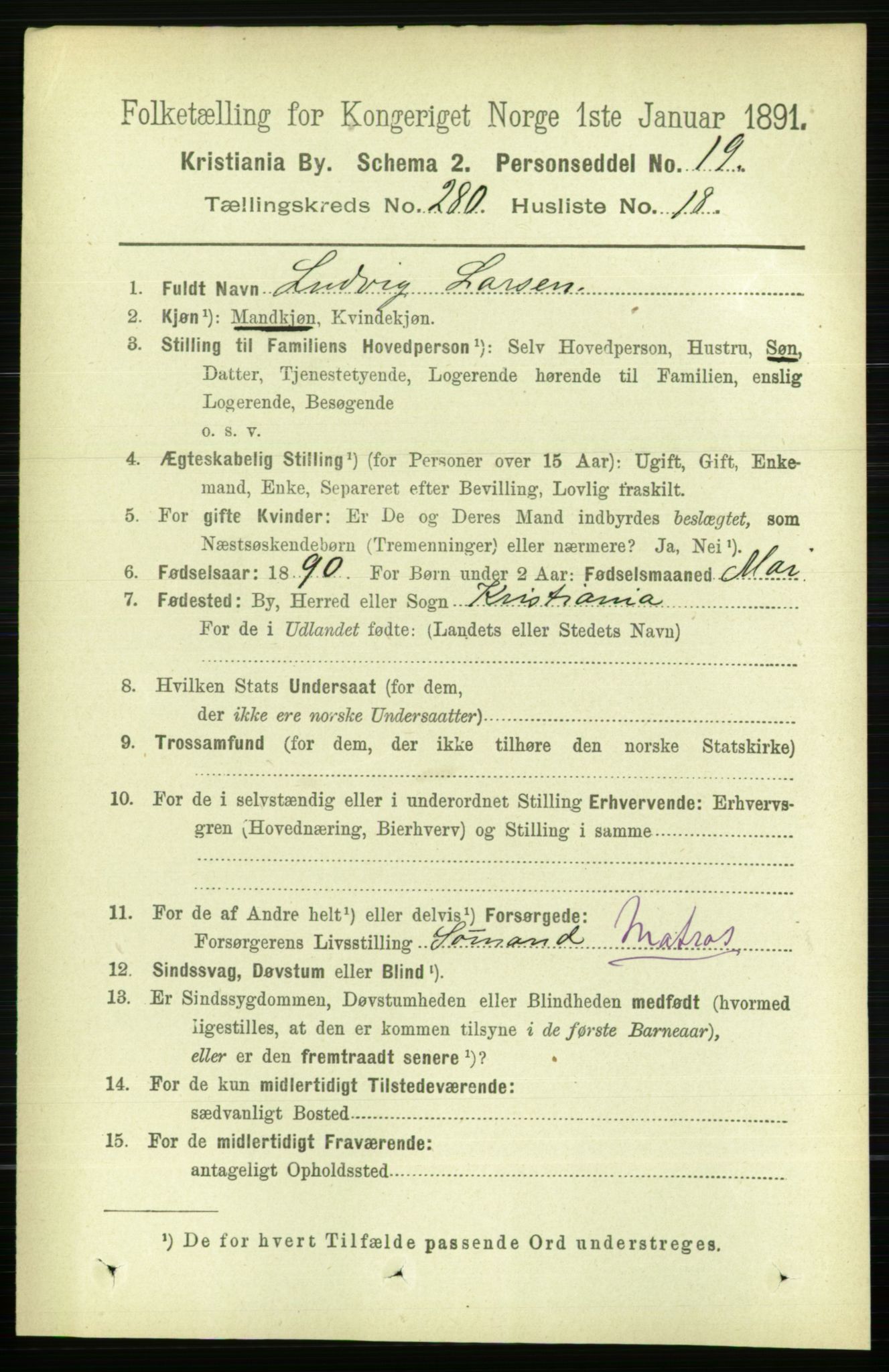 RA, 1891 census for 0301 Kristiania, 1891, p. 170596