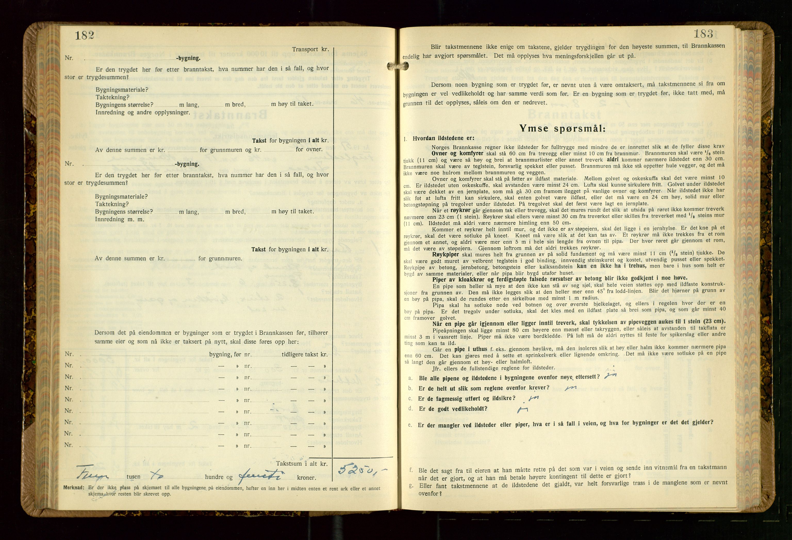 Jelsa lensmannskontor, AV/SAST-A-100360/Gob/L0003: "Branntakstprotokoll", 1942-1955, p. 182-183