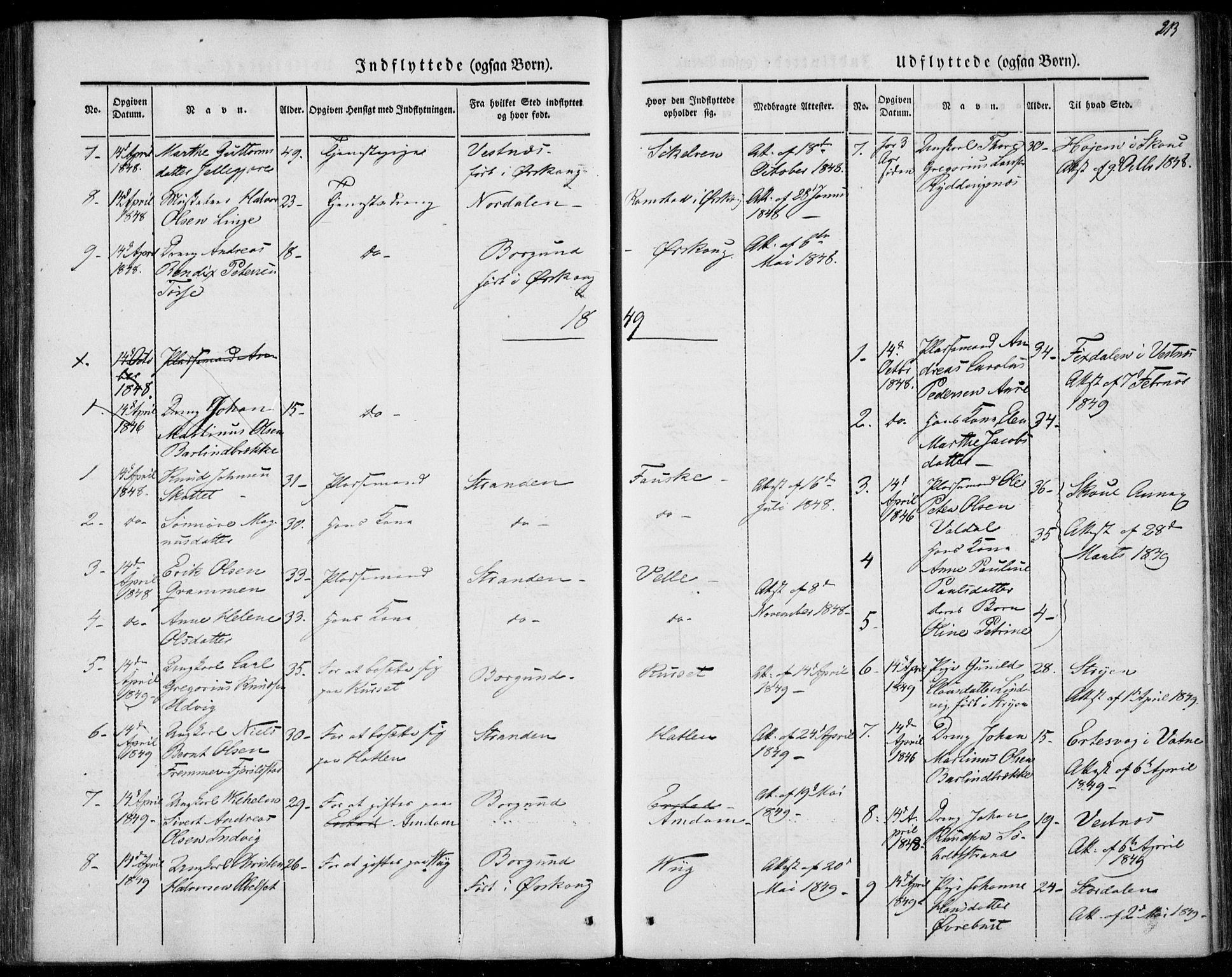 Ministerialprotokoller, klokkerbøker og fødselsregistre - Møre og Romsdal, AV/SAT-A-1454/522/L0312: Parish register (official) no. 522A07, 1843-1851, p. 213