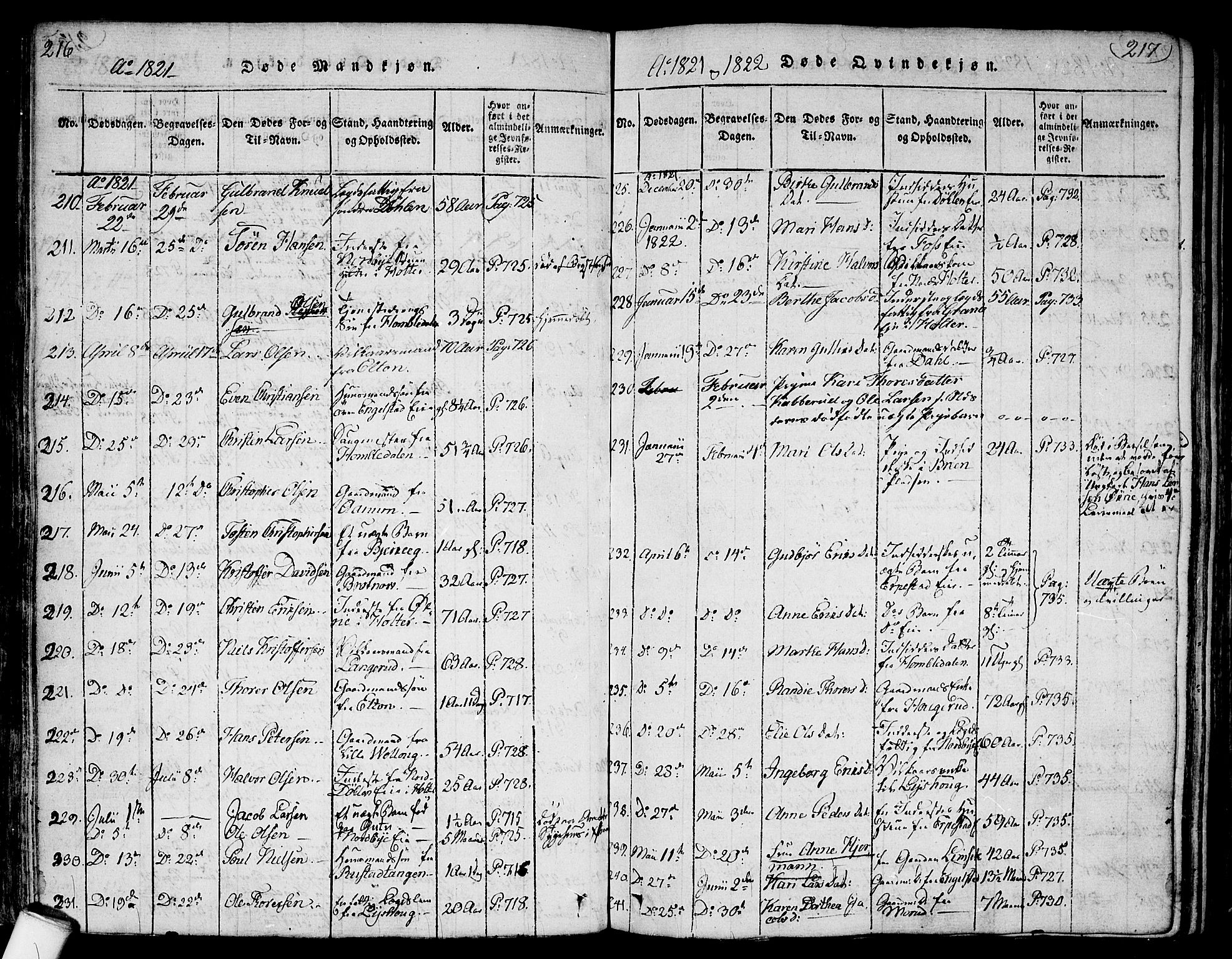 Nannestad prestekontor Kirkebøker, SAO/A-10414a/F/Fa/L0009: Parish register (official) no. I 9, 1815-1840, p. 216-217