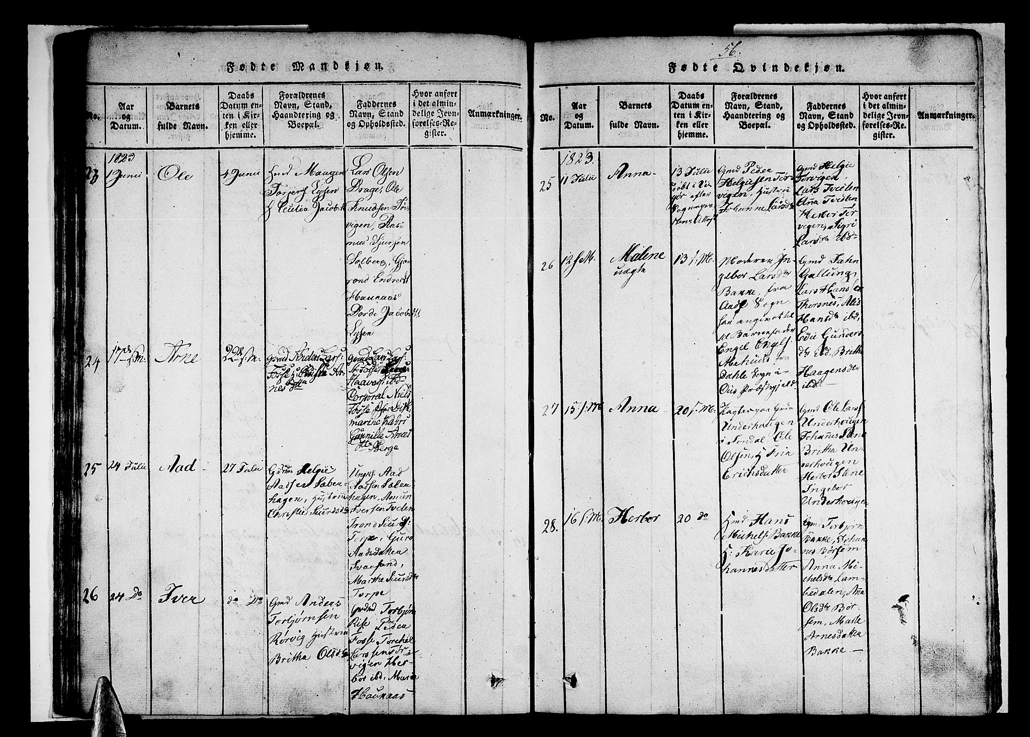 Strandebarm sokneprestembete, AV/SAB-A-78401/H/Haa: Parish register (official) no. A 5, 1816-1826, p. 56