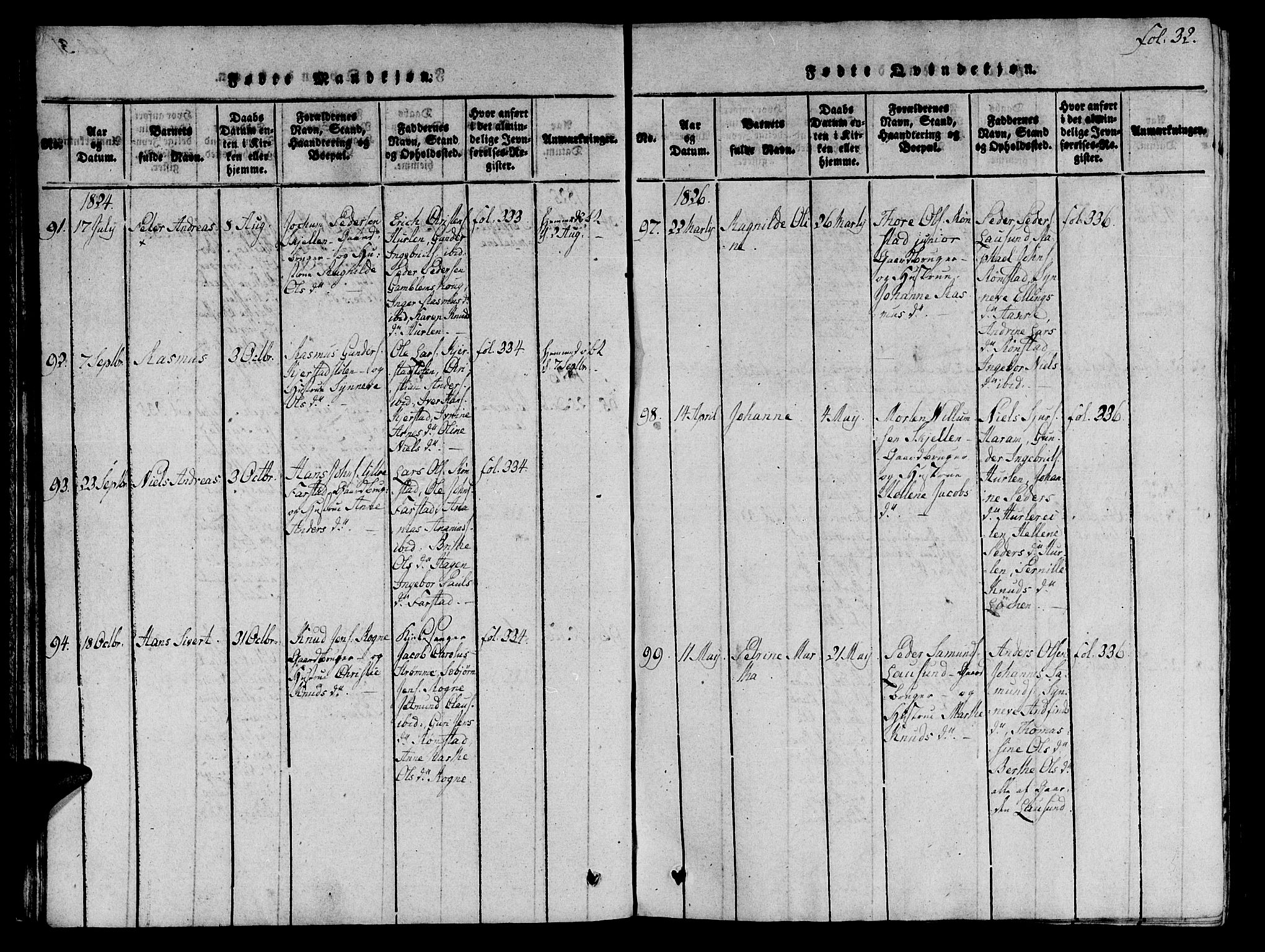 Ministerialprotokoller, klokkerbøker og fødselsregistre - Møre og Romsdal, SAT/A-1454/536/L0495: Parish register (official) no. 536A04, 1818-1847, p. 32