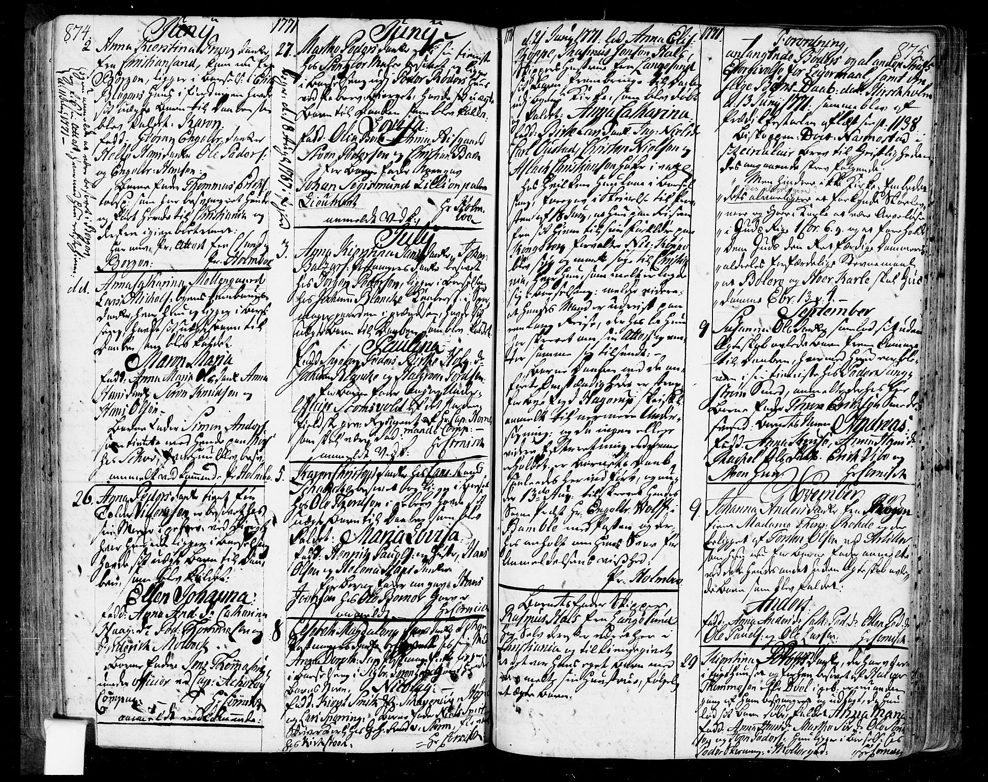 Oslo domkirke Kirkebøker, AV/SAO-A-10752/F/Fa/L0004: Parish register (official) no. 4, 1743-1786, p. 874-875