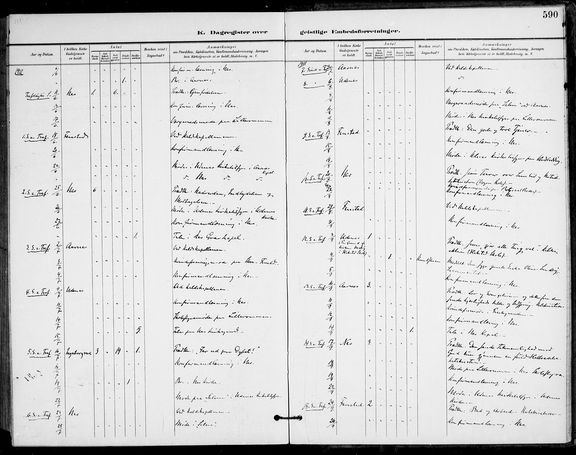 Nes prestekontor Kirkebøker, AV/SAO-A-10410/F/Fa/L0011: Parish register (official) no. I 11, 1899-1918, p. 590