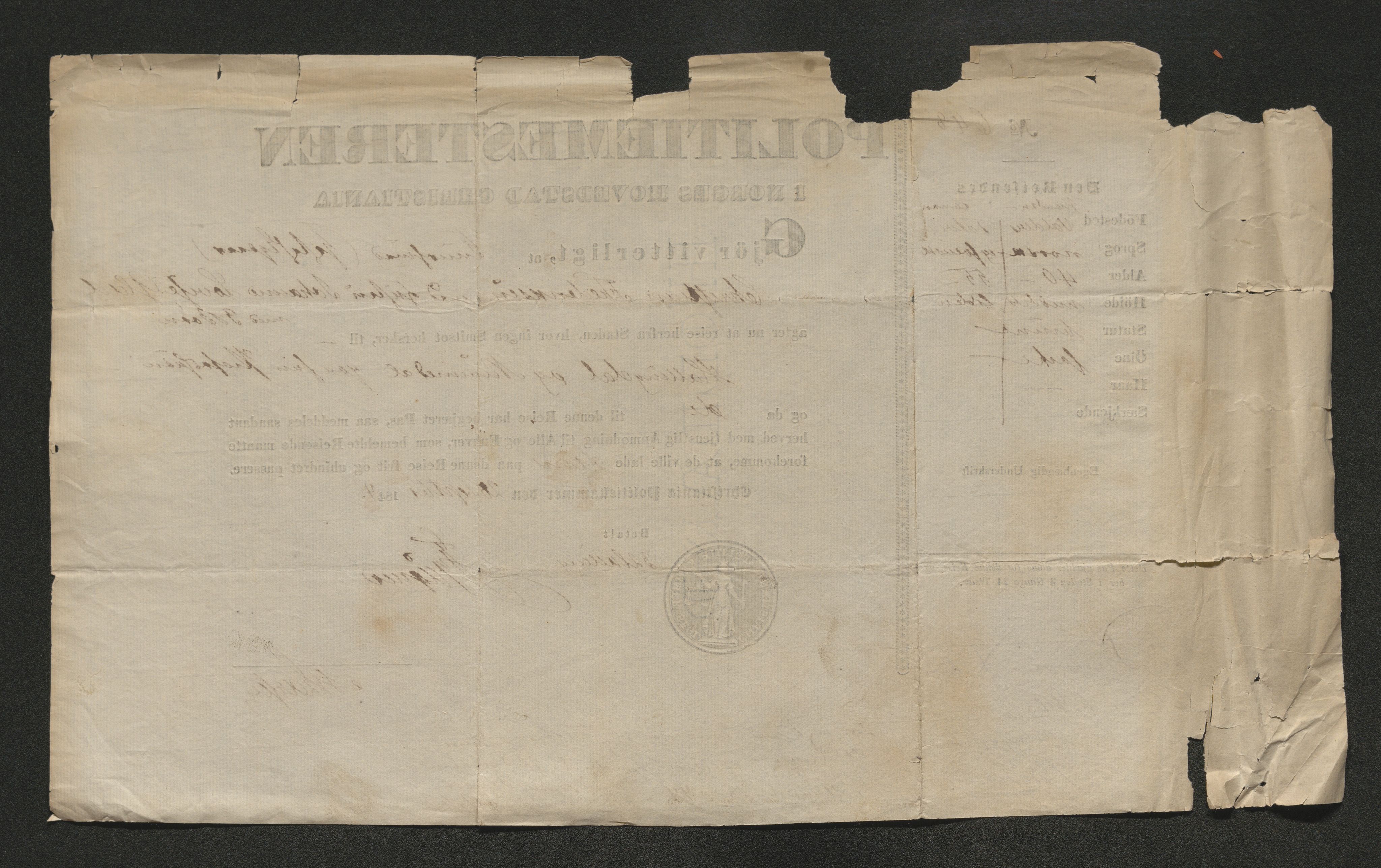 Drammen politikammer, SAKO/A-623/I/Ia/Iab/L0007: Innleverte pass, 1843-1844, p. 799