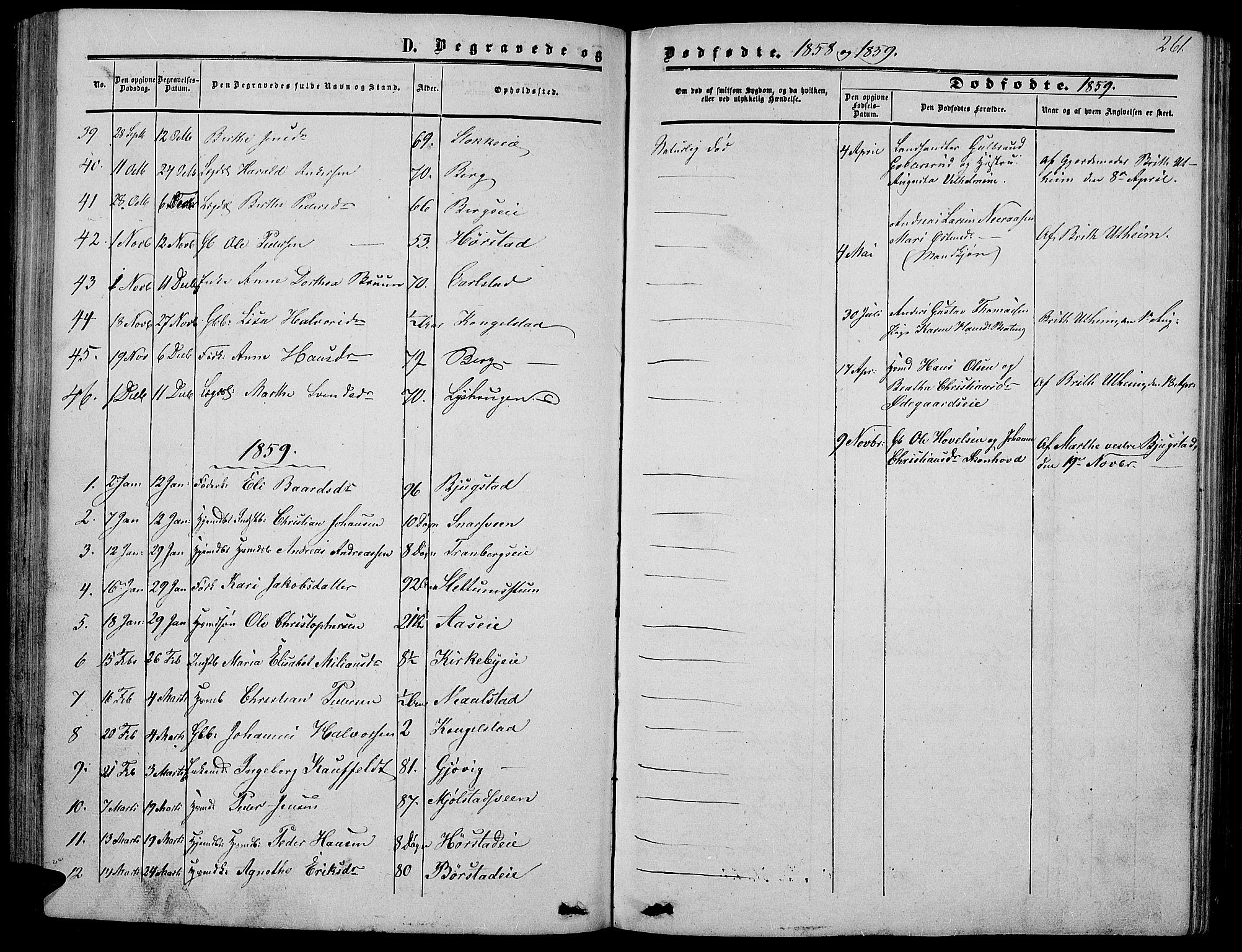 Vardal prestekontor, SAH/PREST-100/H/Ha/Hab/L0005: Parish register (copy) no. 5, 1854-1868, p. 261