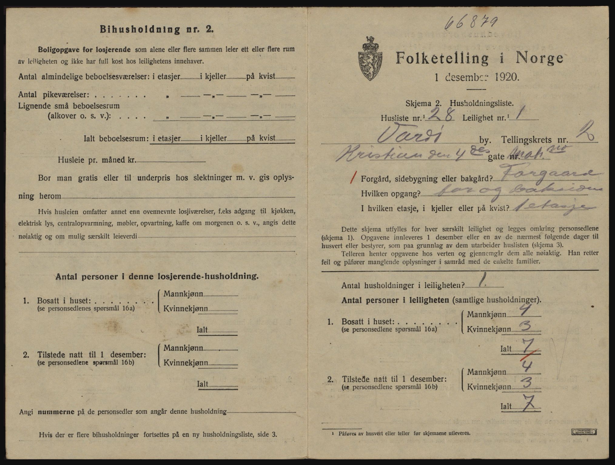 SATØ, 1920 census for Vardø, 1920, p. 1819