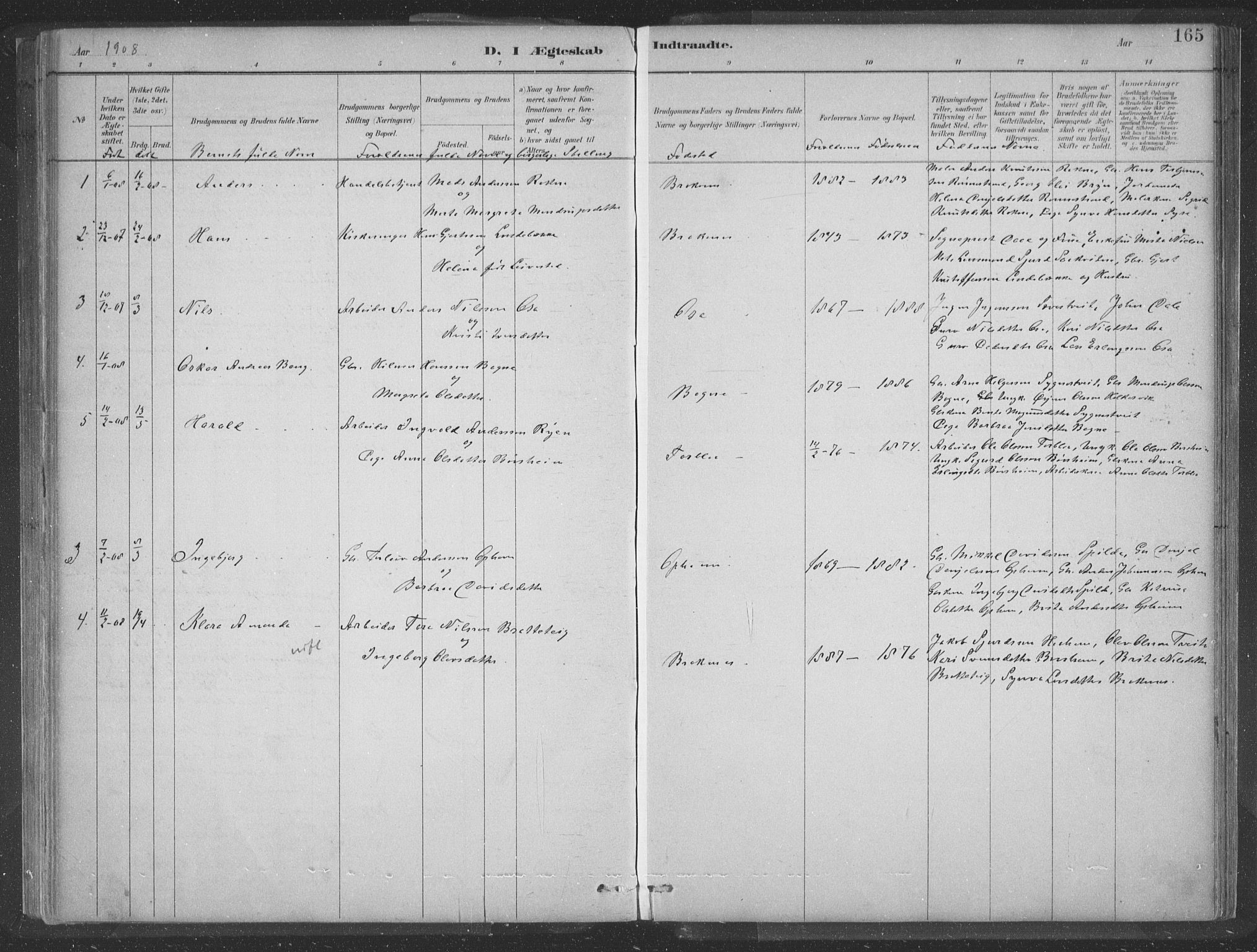 Ulvik sokneprestembete, SAB/A-78801/H/Hab: Parish register (copy) no. A 3, 1883-1908, p. 165