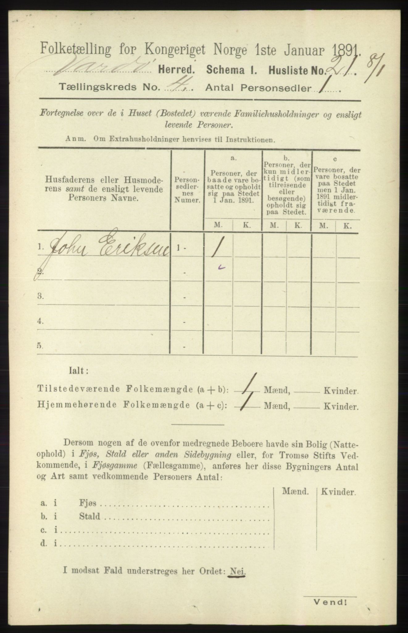 RA, 1891 census for 2028 Vardø, 1891, p. 1075