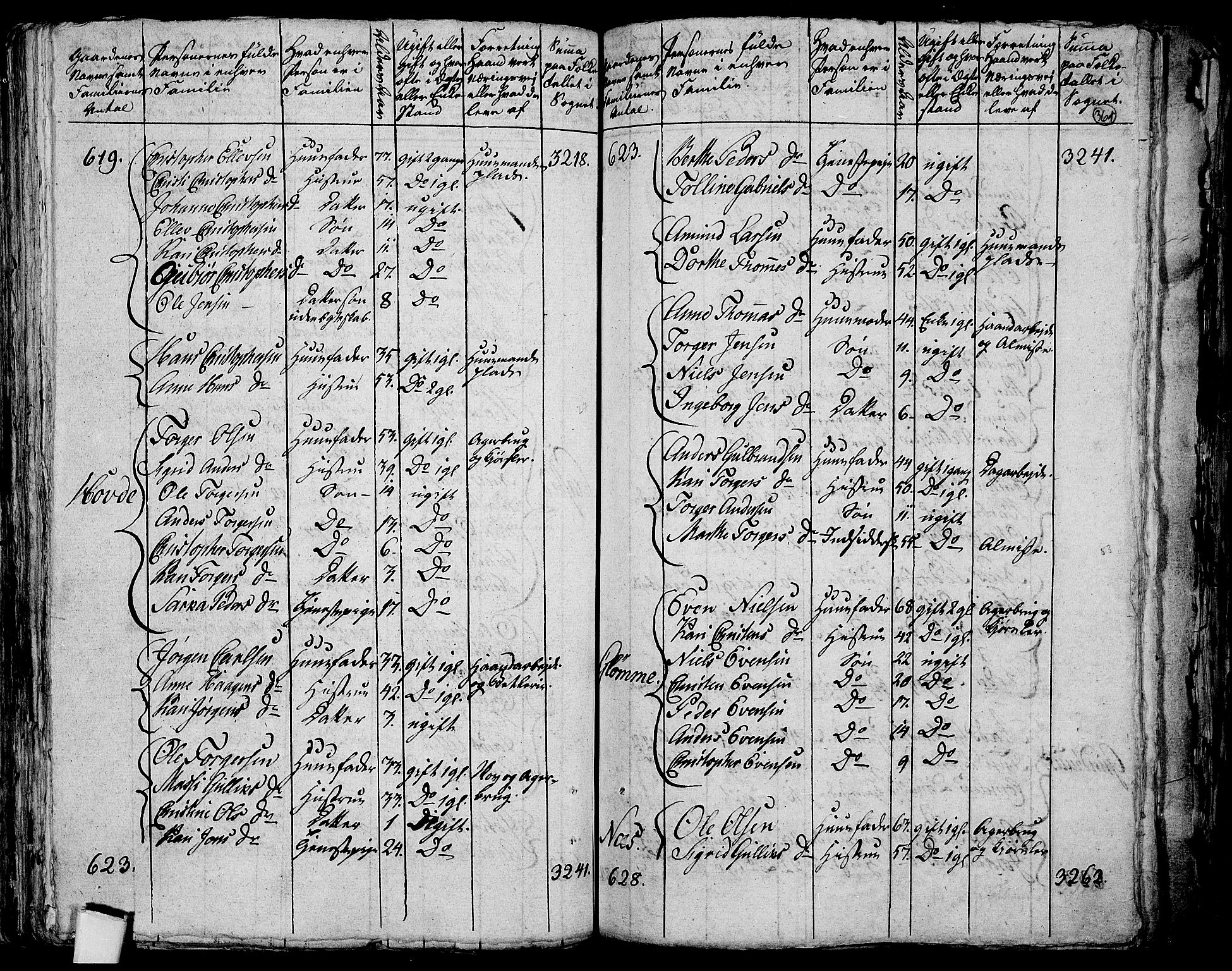 RA, 1801 census for 0623P Modum, 1801, p. 360b-361a