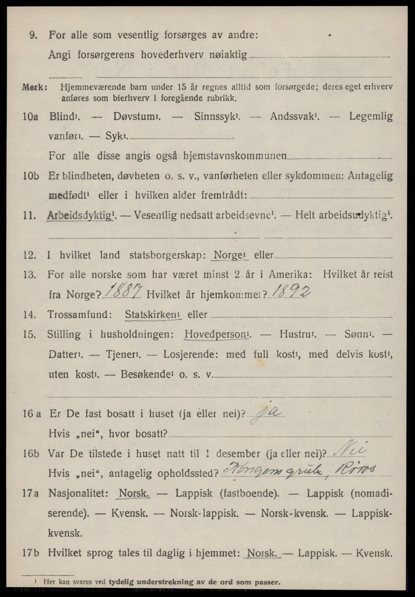 SAT, 1920 census for Røros, 1920, p. 7713