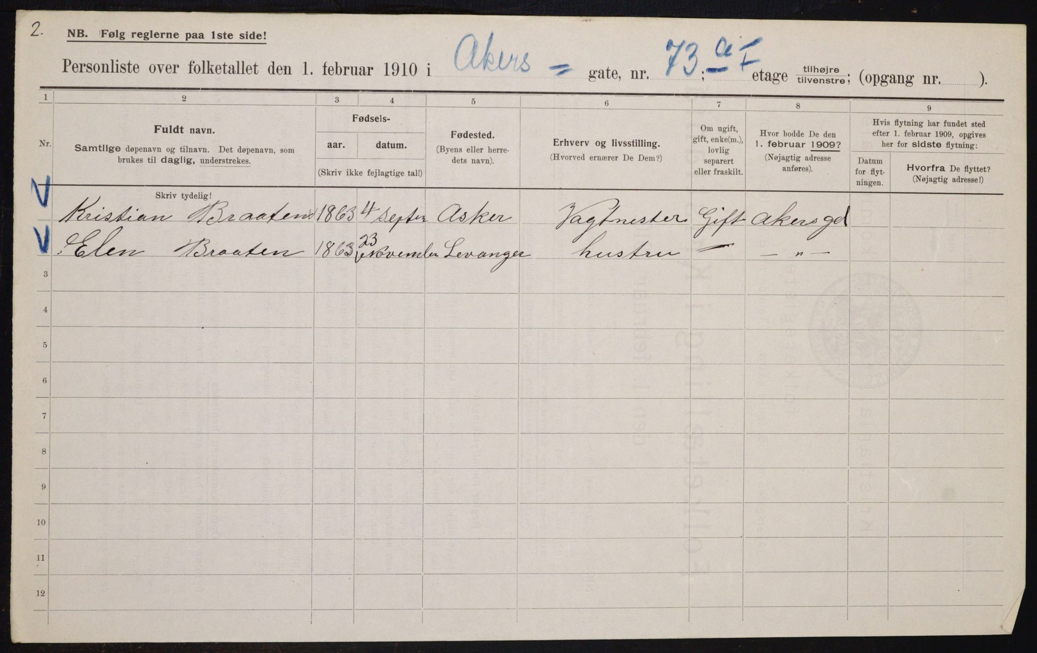 OBA, Municipal Census 1910 for Kristiania, 1910, p. 741