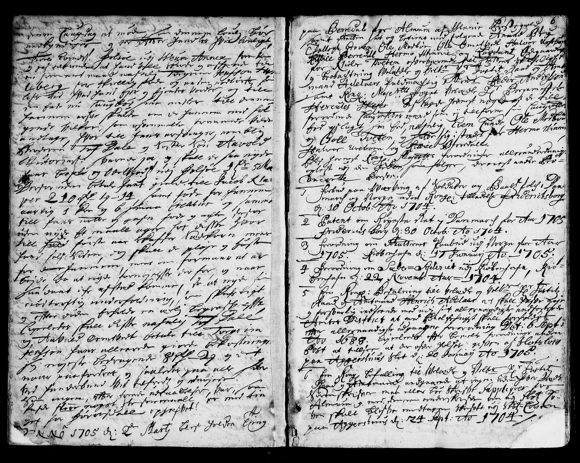 Vest-Telemark sorenskriveri, AV/SAKO-A-134/F/Fa/L0018: Tingbok, 1704-1710, p. 6