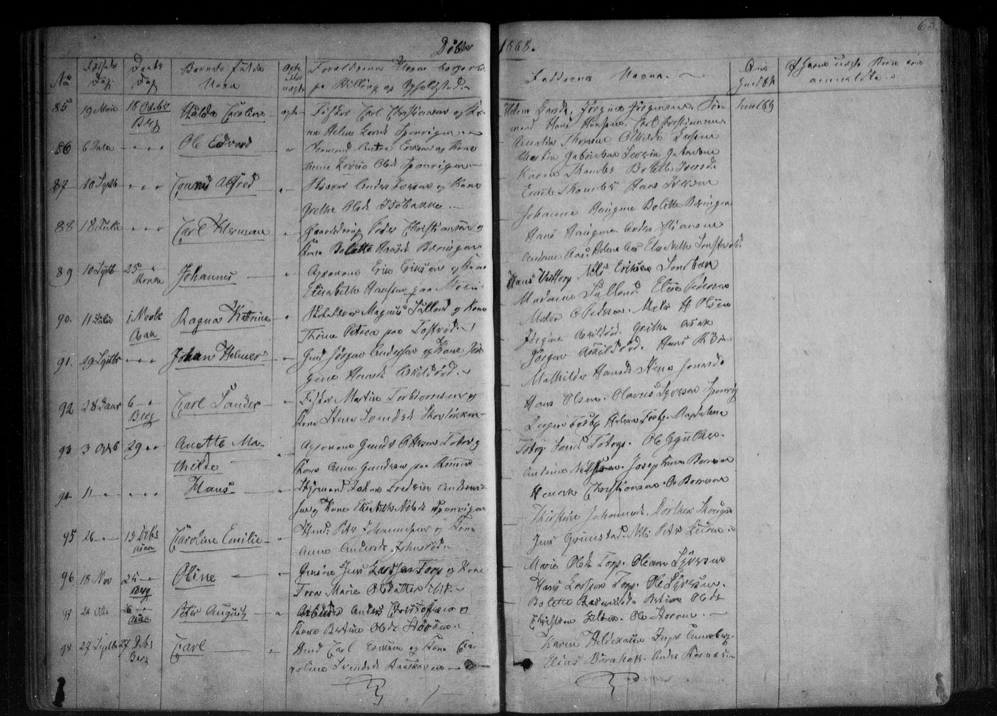 Berg prestekontor Kirkebøker, AV/SAO-A-10902/F/Fa/L0005: Parish register (official) no. I 5, 1861-1877, p. 63