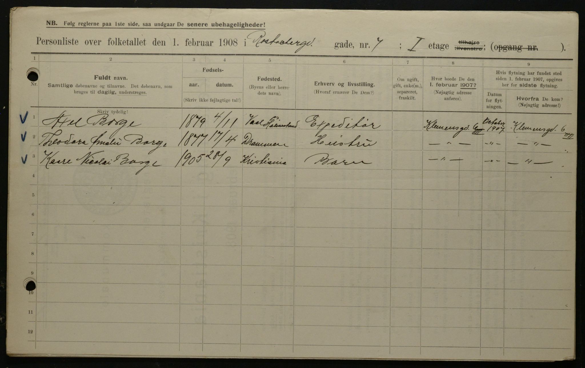 OBA, Municipal Census 1908 for Kristiania, 1908, p. 76076