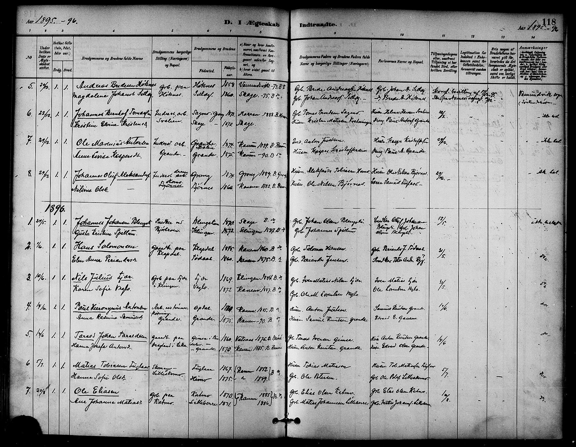 Ministerialprotokoller, klokkerbøker og fødselsregistre - Nord-Trøndelag, AV/SAT-A-1458/764/L0555: Parish register (official) no. 764A10, 1881-1896, p. 118