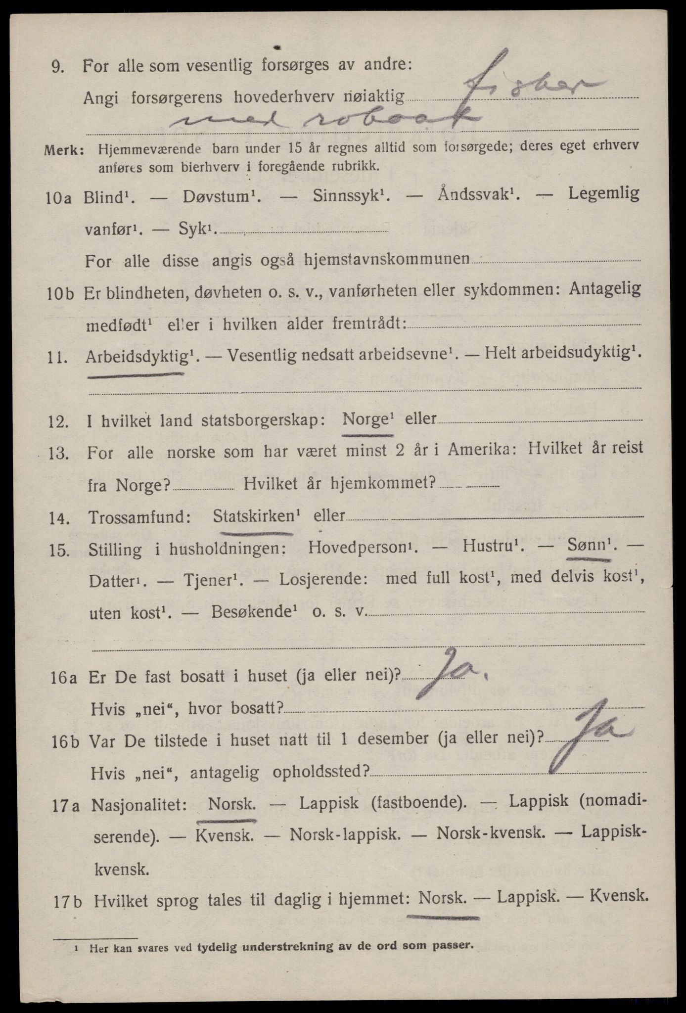 SAT, 1920 census for Værøy, 1920, p. 2212