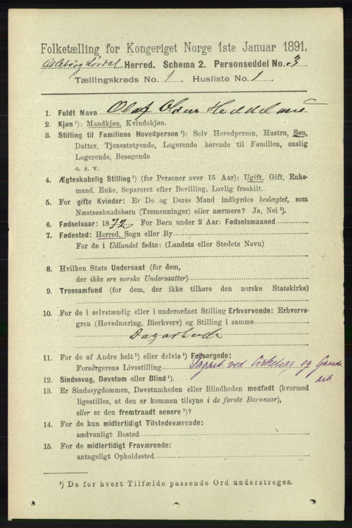 RA, 1891 census for 1021 Øyslebø og Laudal, 1891, p. 82