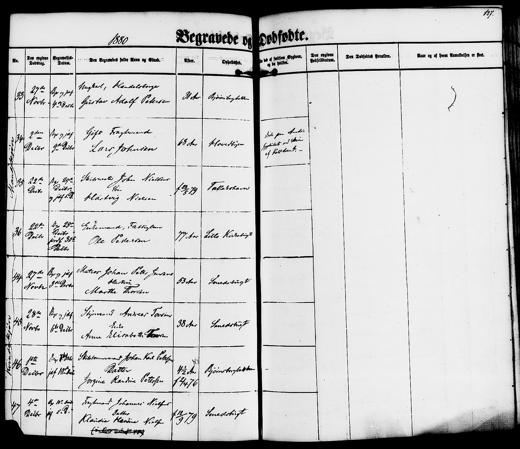 Kragerø kirkebøker, AV/SAKO-A-278/F/Fa/L0010: Parish register (official) no. 10, 1861-1885, p. 127