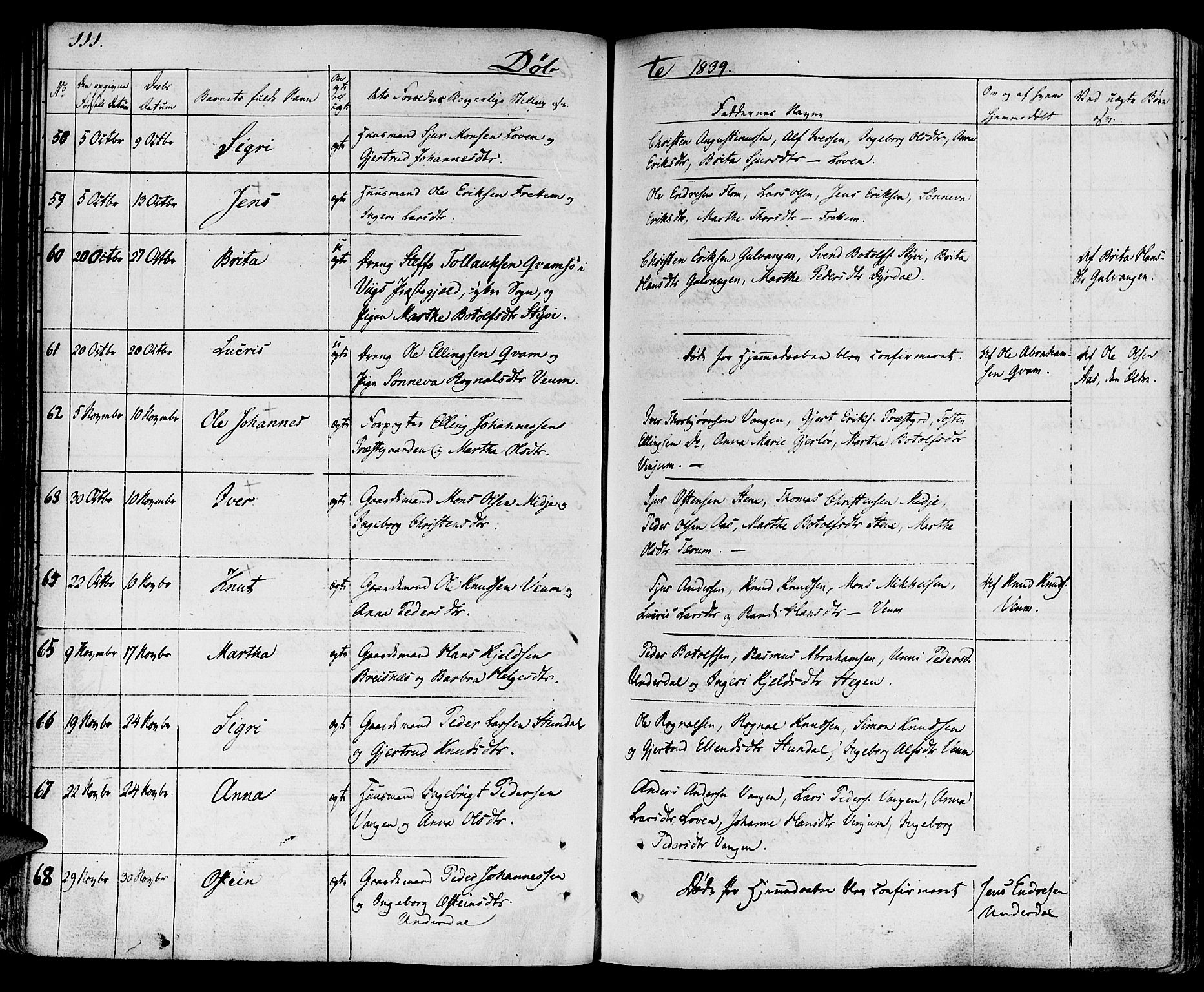 Aurland sokneprestembete, SAB/A-99937/H/Ha/Haa/L0006: Parish register (official) no. A 6, 1821-1859, p. 111